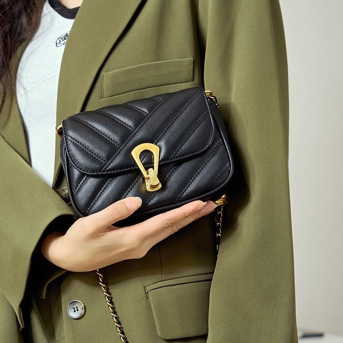 Women’s Genuine Leather Mini Chain Shoulder Bag – 2025 Summer Luxe Edition