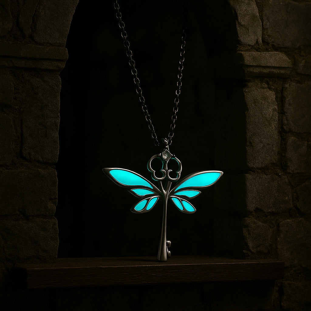 Luminous Magic Blue Butterfly Key Necklace