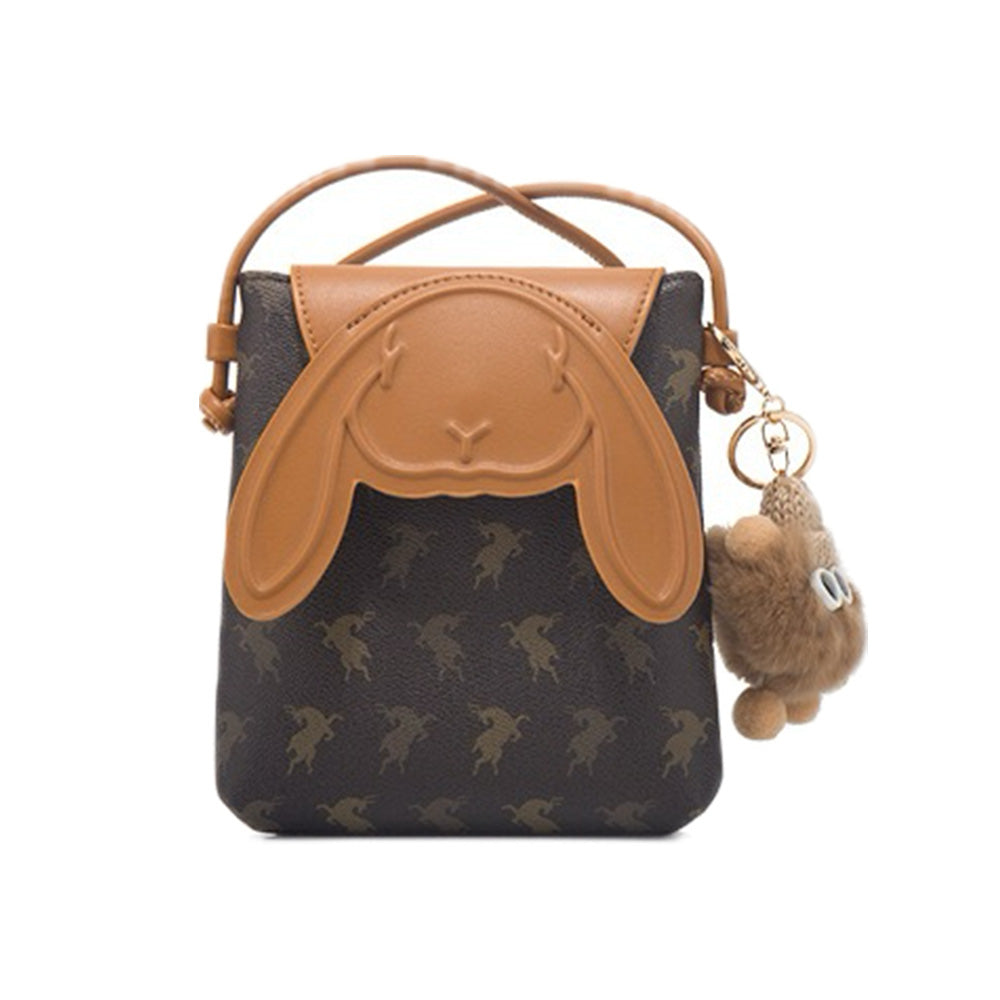 Vintage Print Rabbit Flip Top Small Crossbody Women Phone Bag