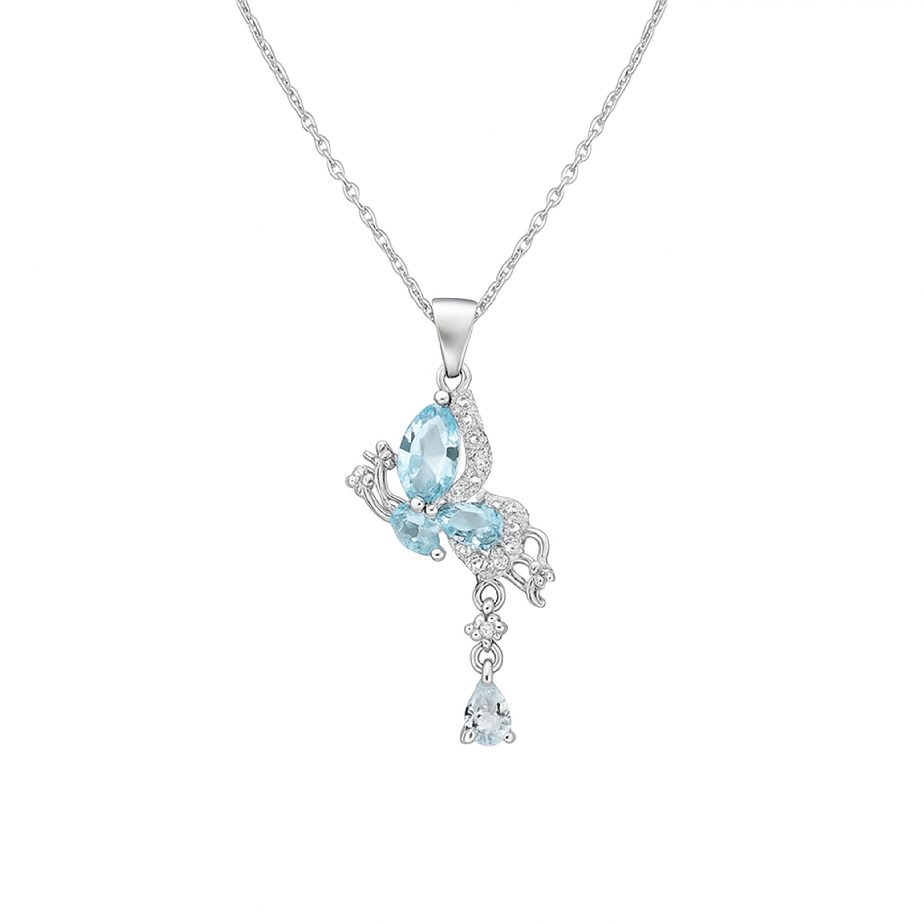 Ethereal Wings Blue Butterfly Necklace