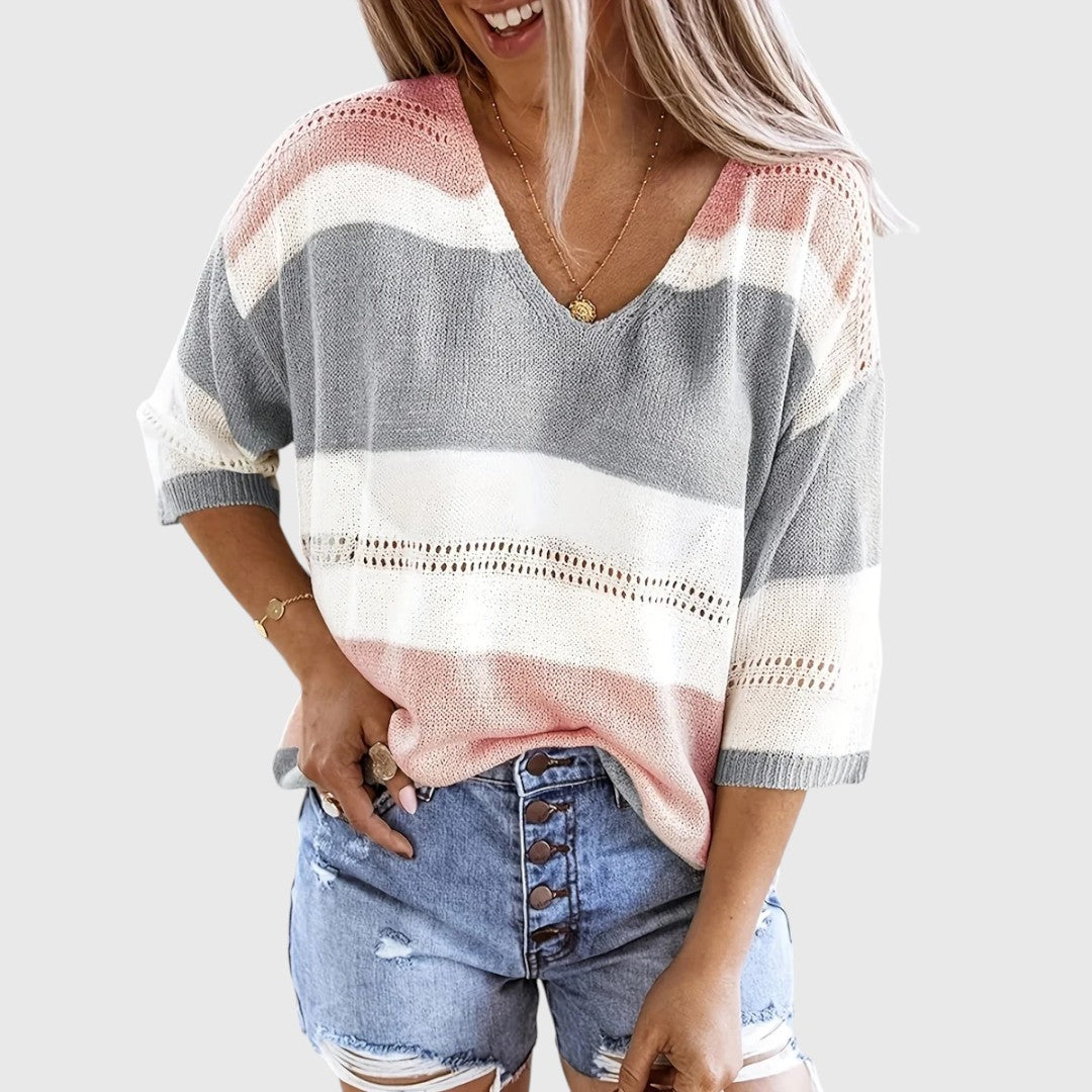 Ida - Striped V-Neck Sweater