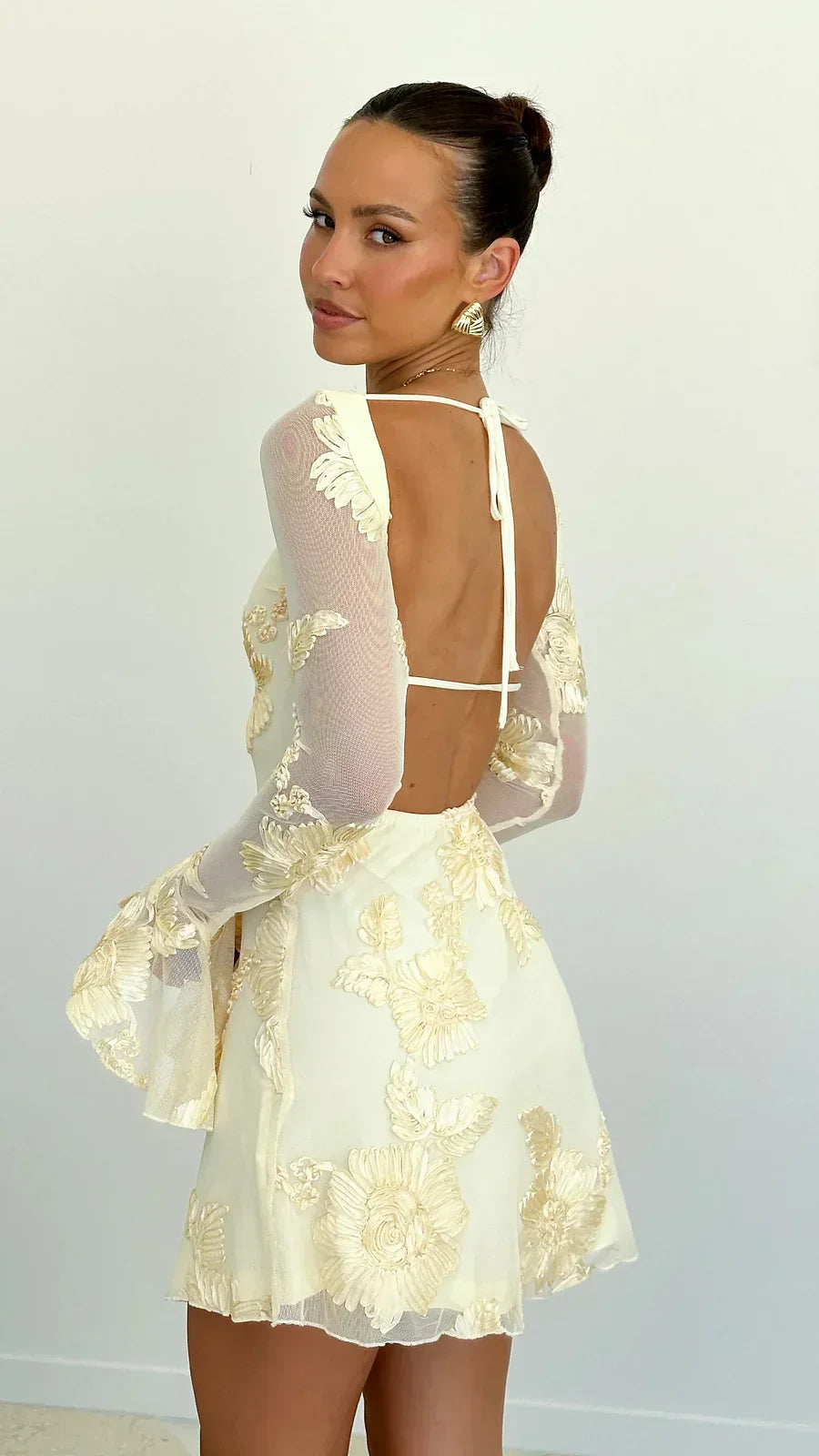 Gloria - Backless Printed Mini Dress