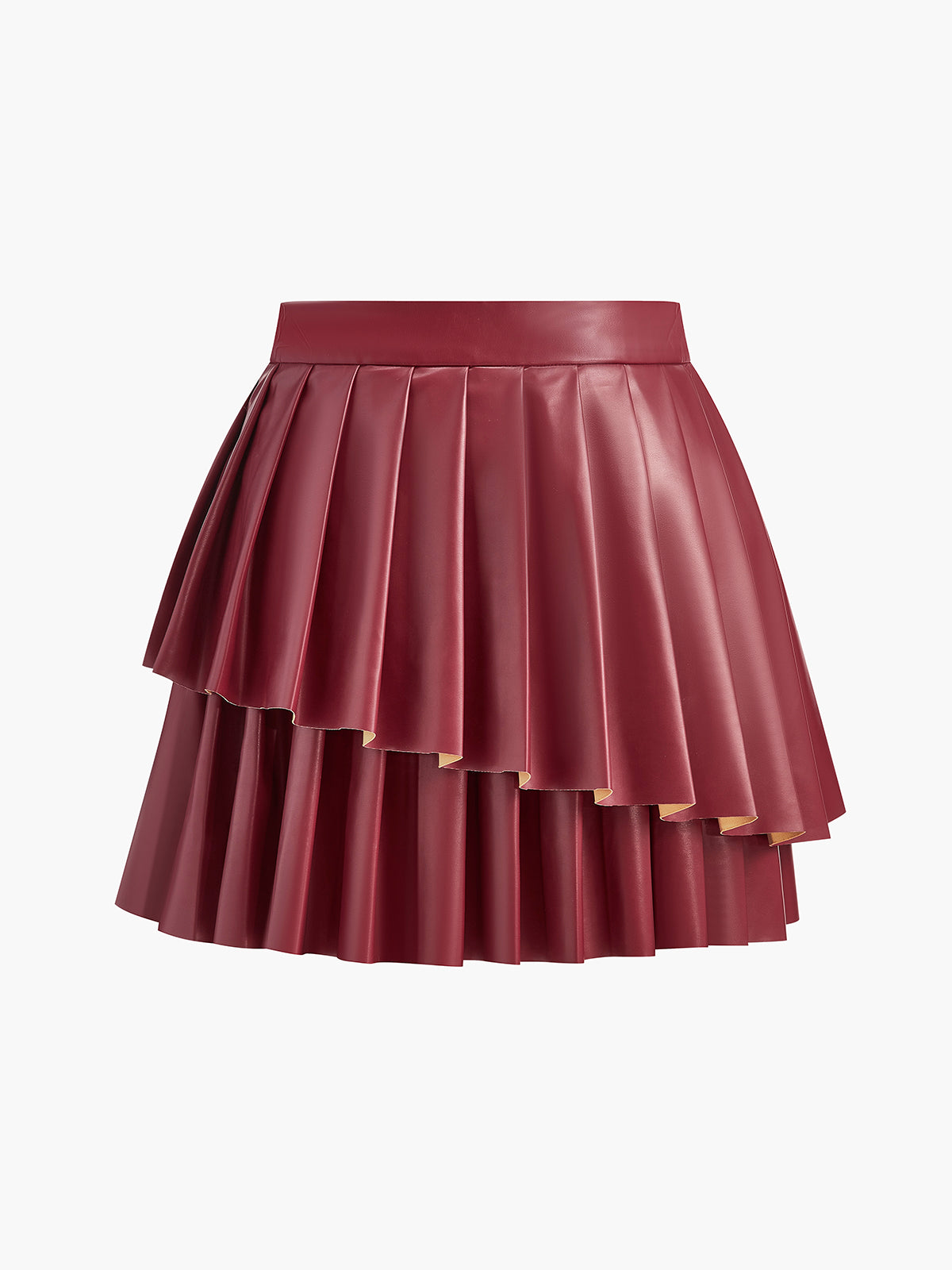 High-Waist Metal-Detail Asymmetrical Pleated Skirt