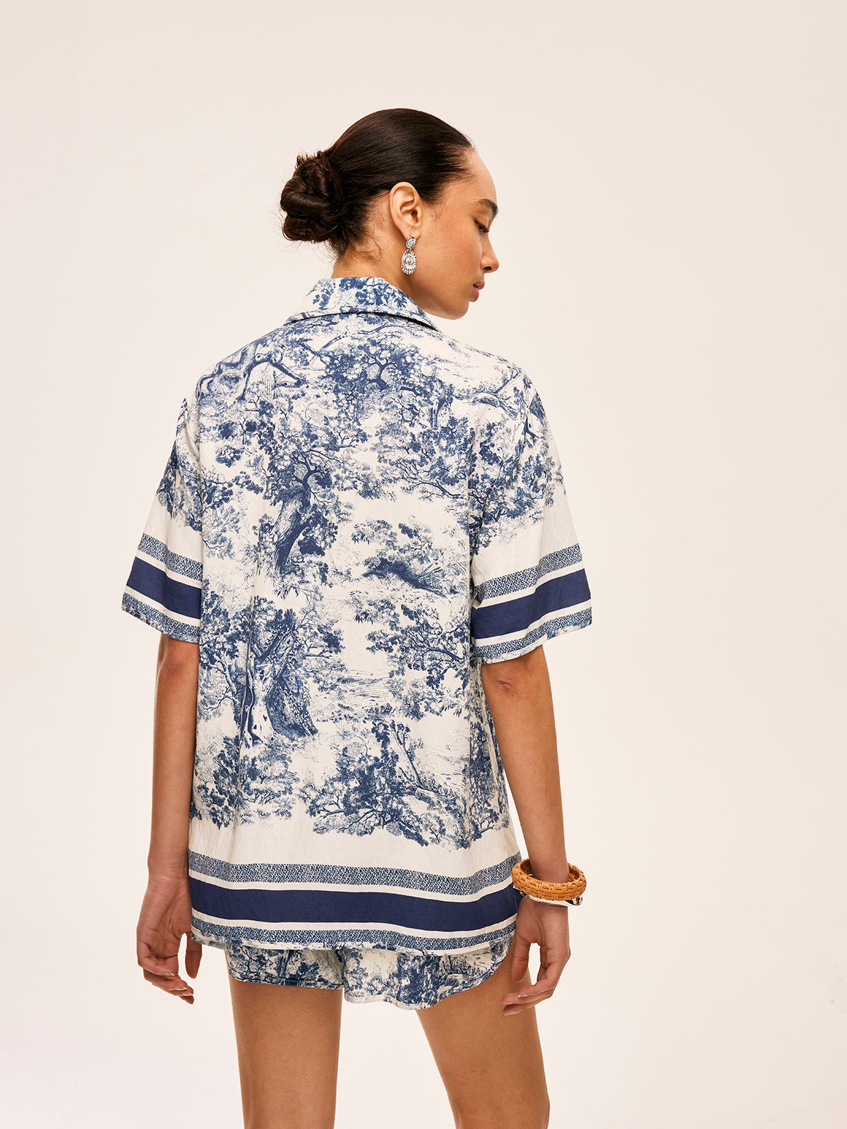 Printed Contrast Trim Shorts Sets