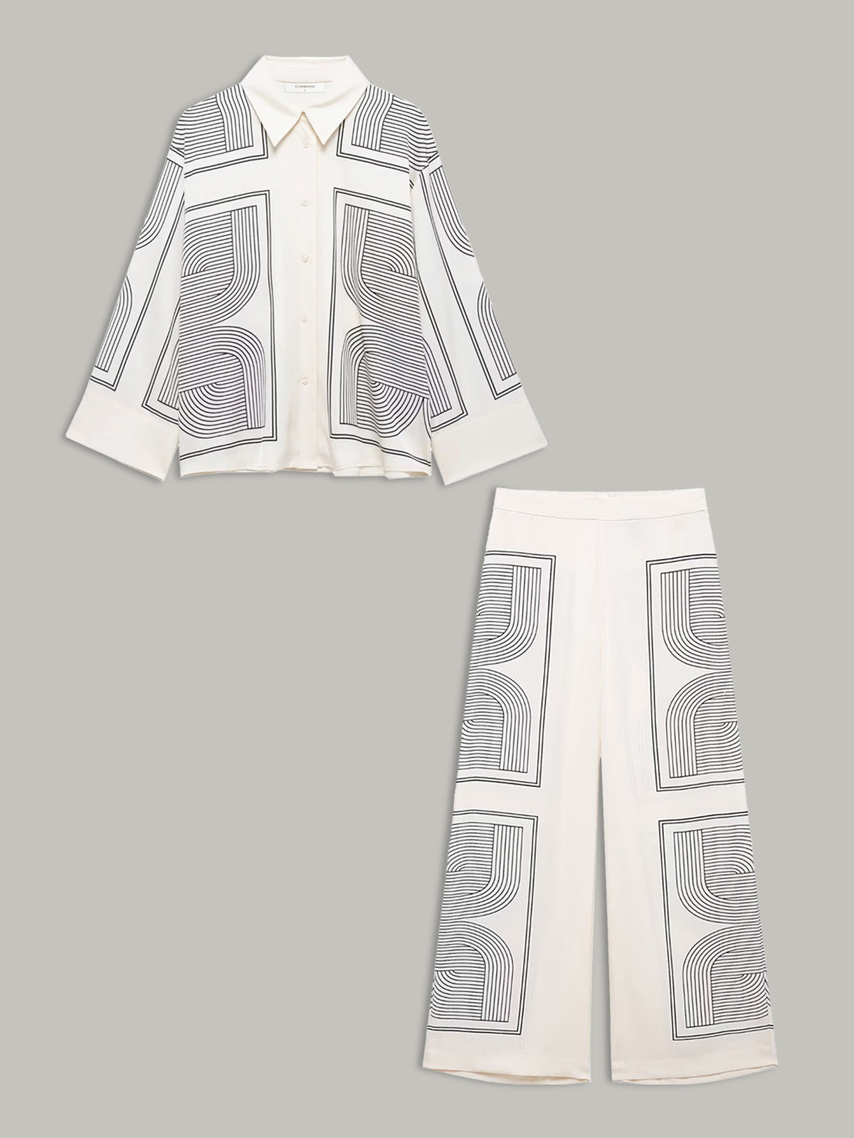 Mid-Waist Geometric Print Wide-Leg Pants