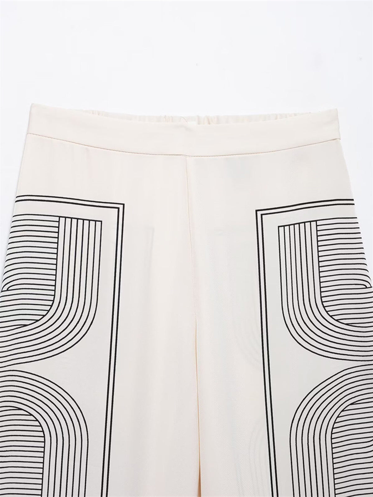 Mid-Waist Geometric Print Wide-Leg Pants