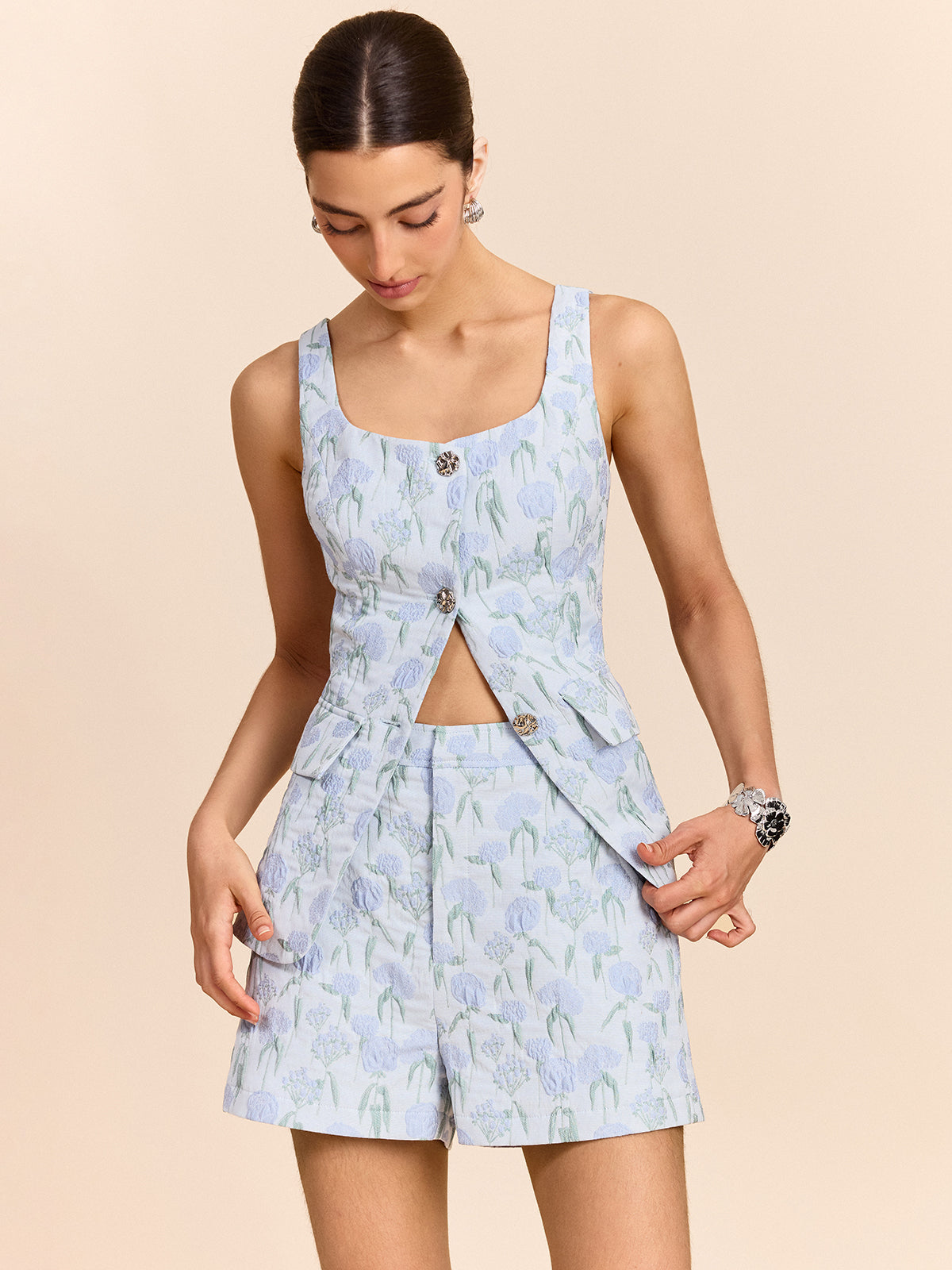 Floral Jacquard Shorts