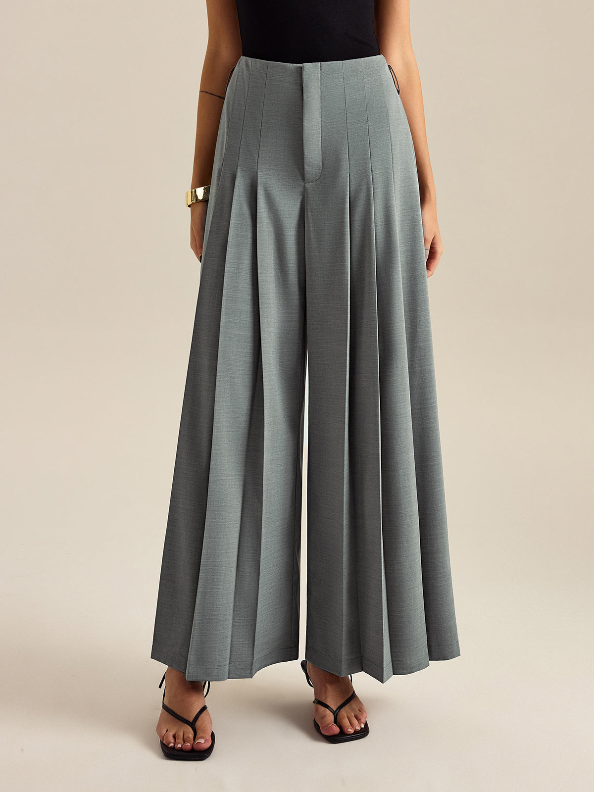 Pleated Wide-Leg Pants