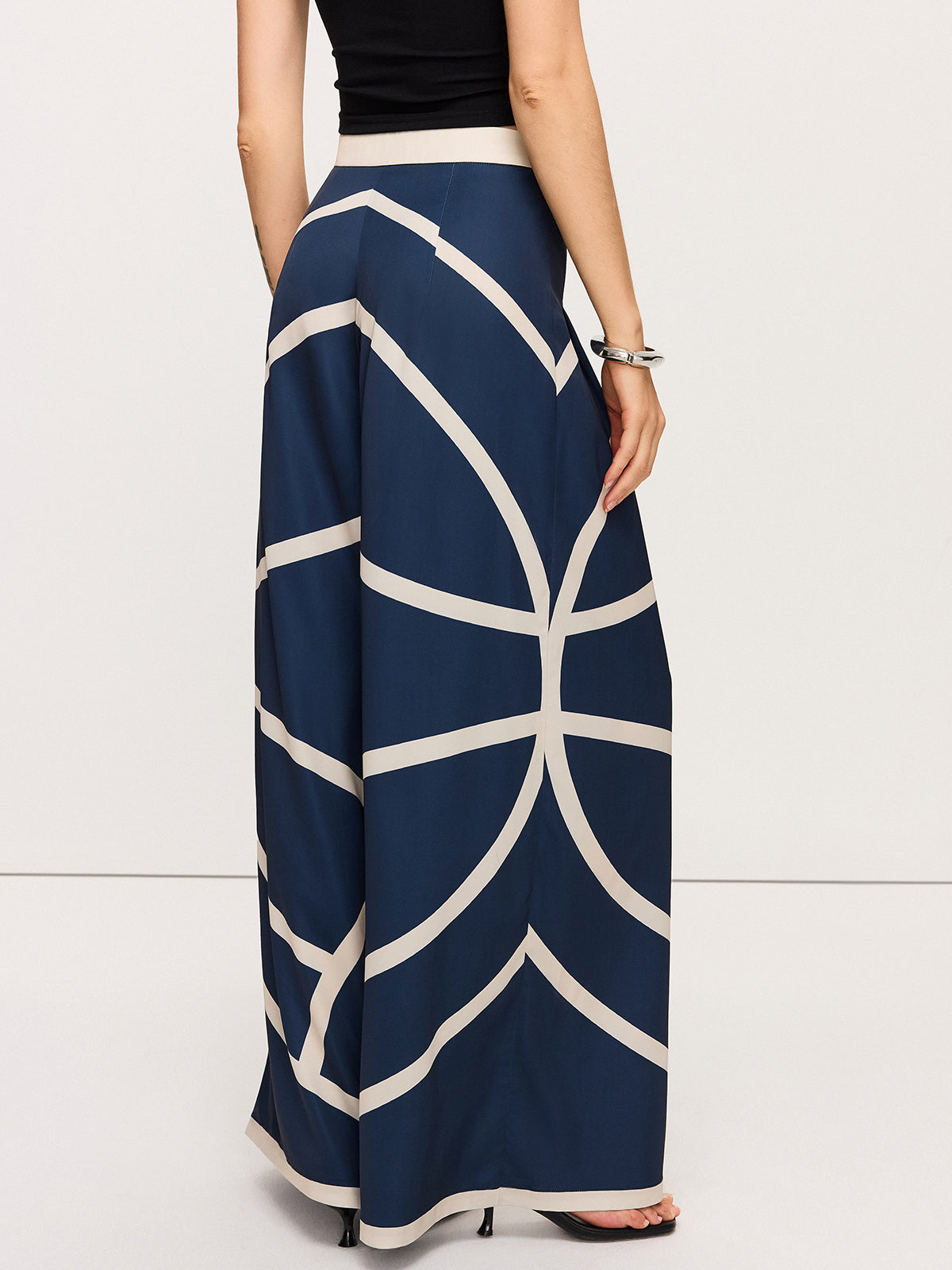 High-Waisted Wide-Leg Striped Pants
