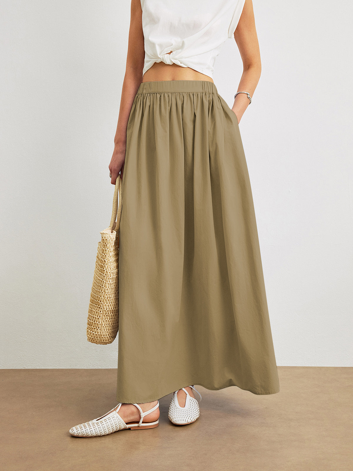 Cotton A-Line Skirt With Pockets