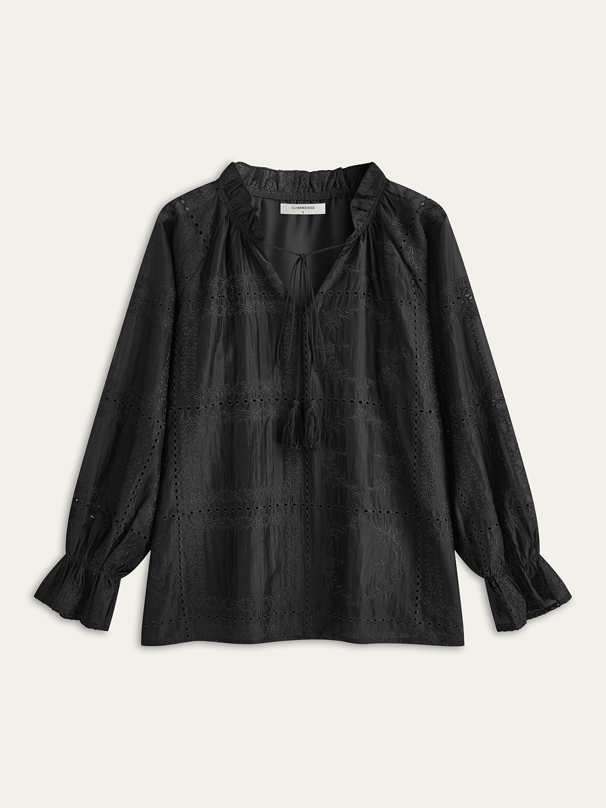 Embroidery Detail Long Sleeve Shorts Set