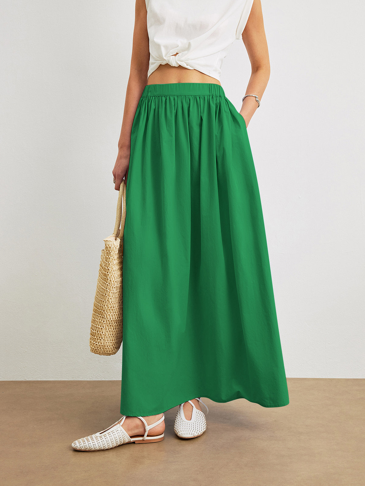 Cotton A-Line Skirt With Pockets