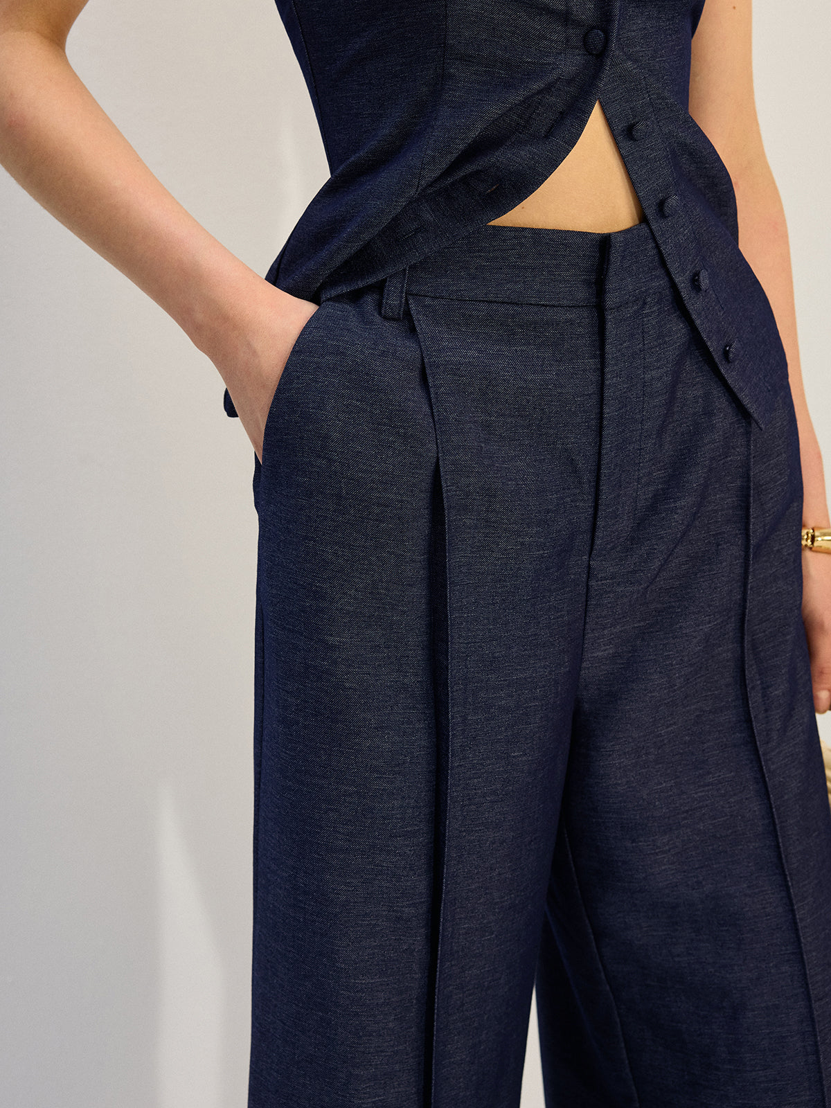 Denim Wide-Leg Pants