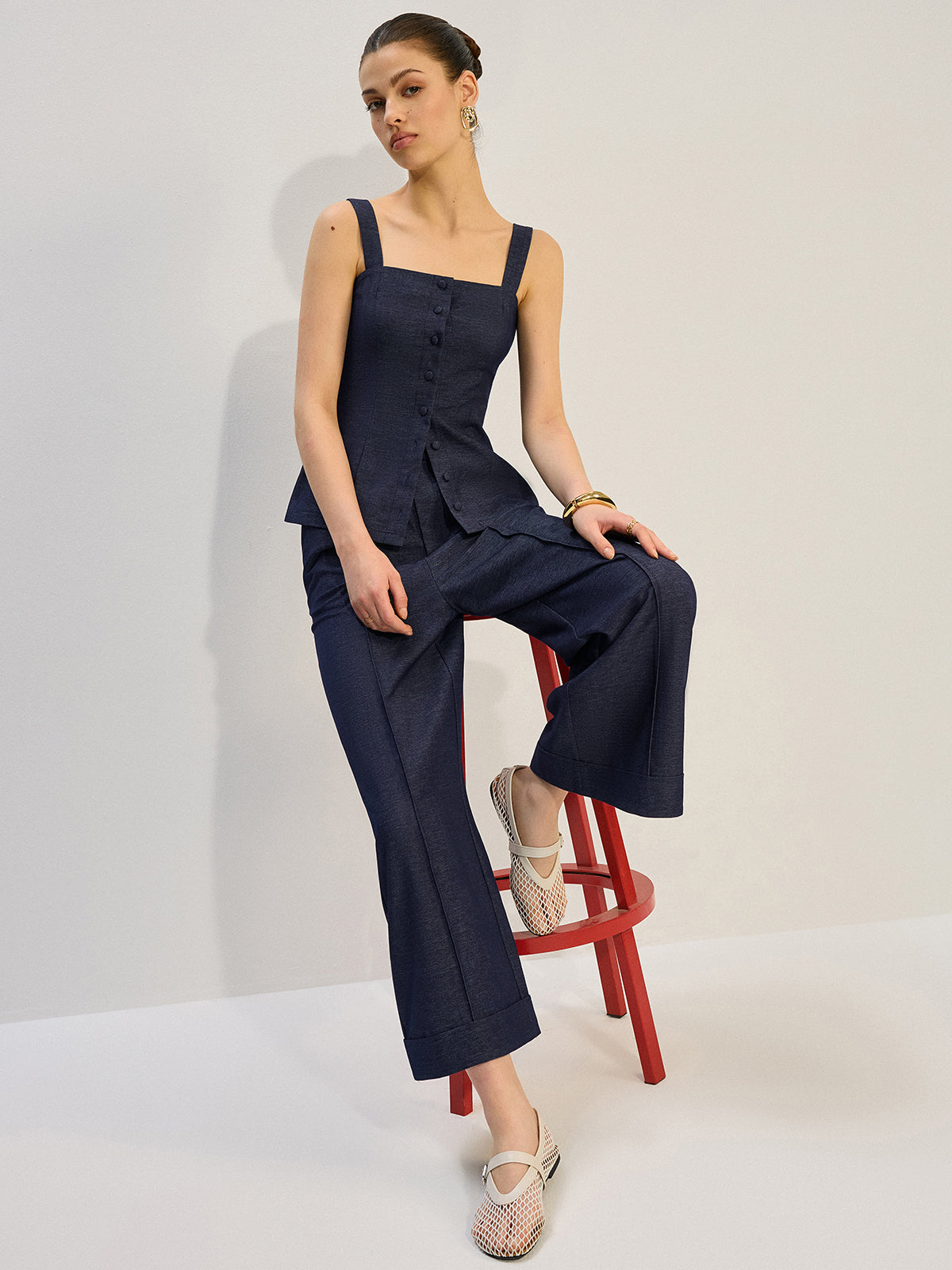 Denim Wide-Leg Pants