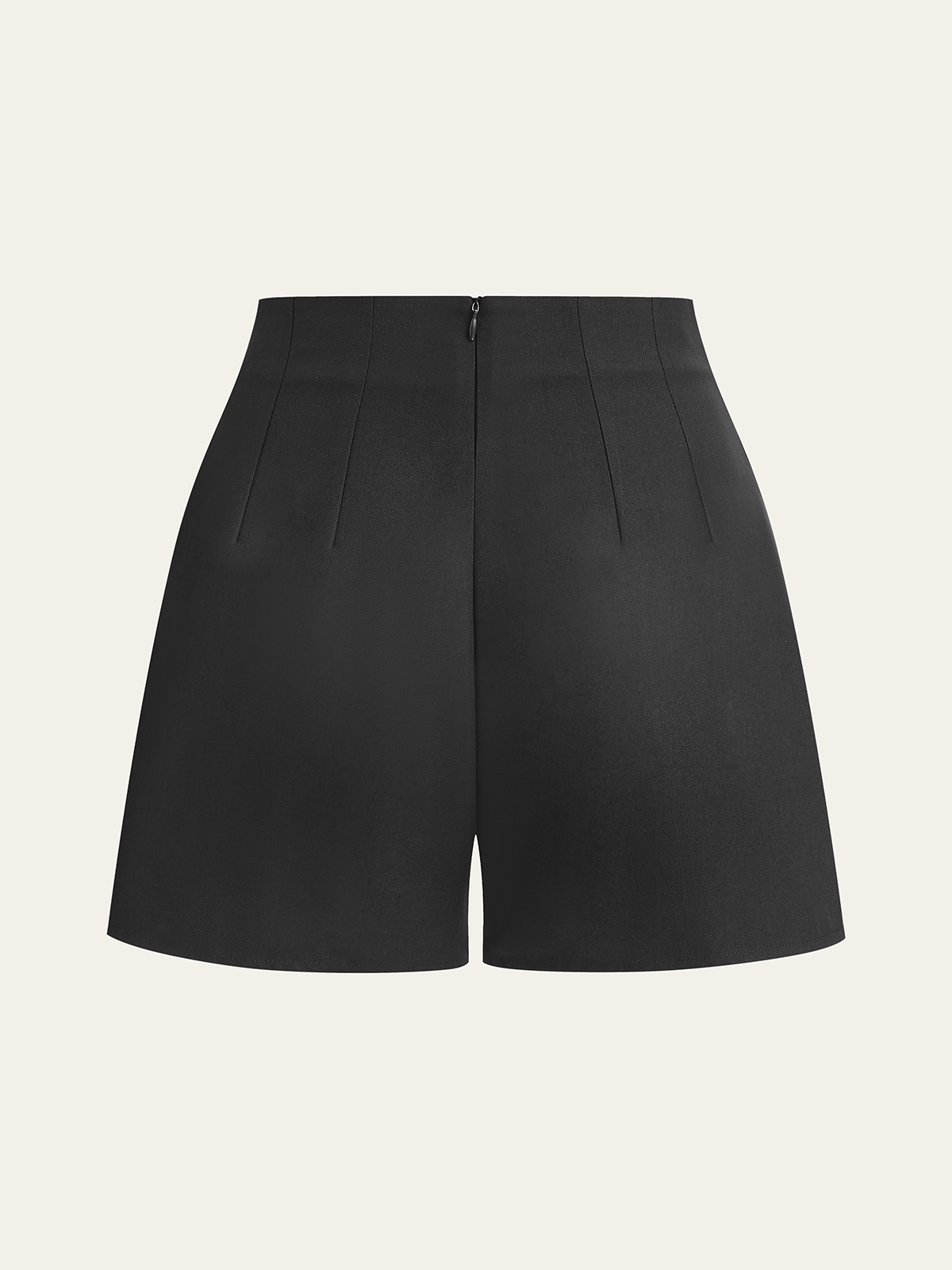 Mid-Waisted Pleated Shorts with Metal Button