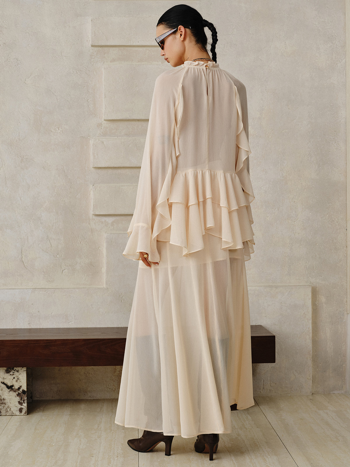 Chiffon Tiered Ruffle Top and Skirt Set