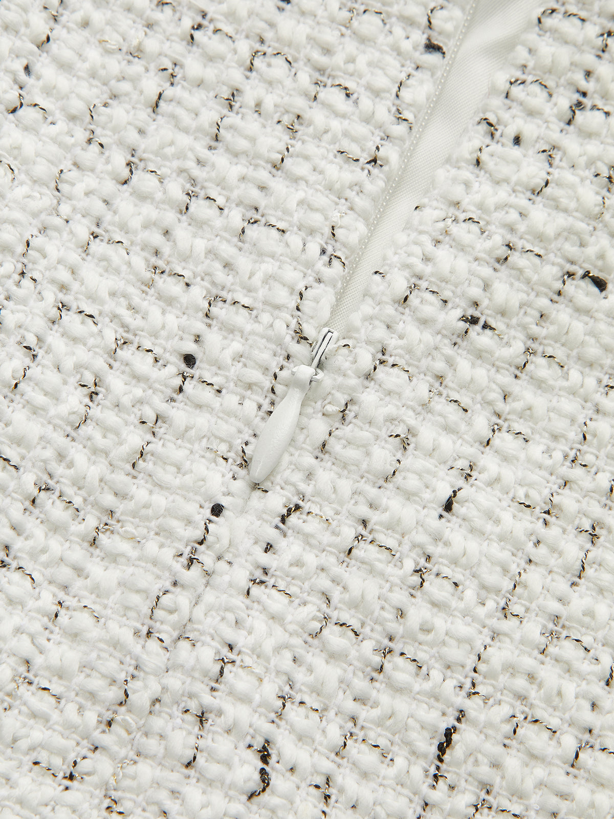 Metal Button Pleated Tweed Mini Skirt