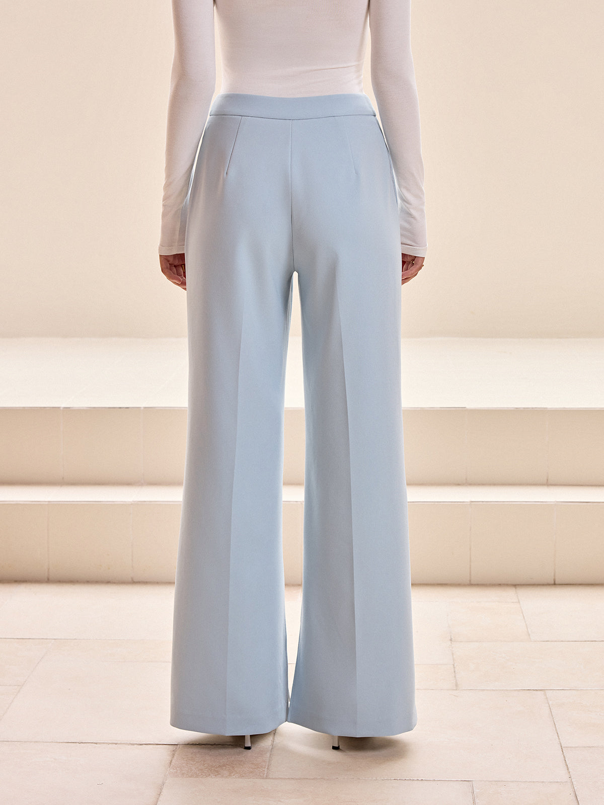 Mid-Waist Wide-Leg Slit Pants