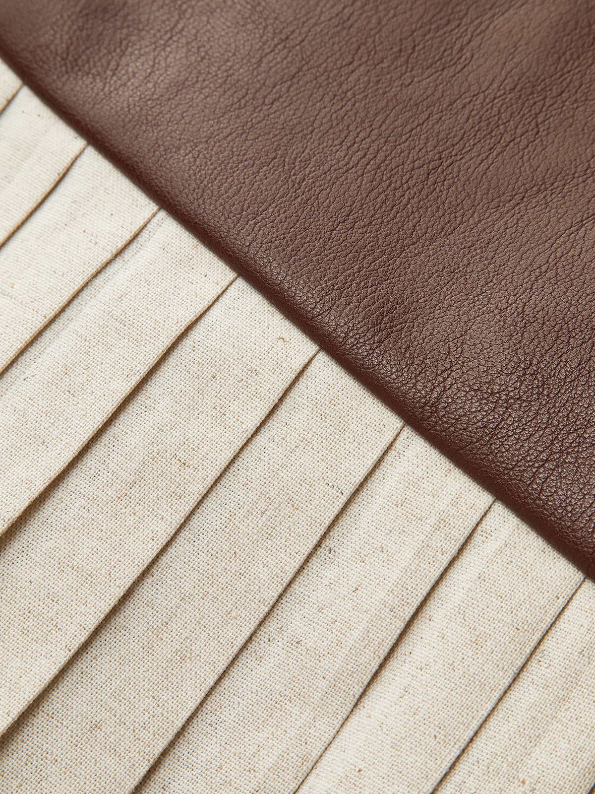 PU Panel Cotton & Linen Pleated Mini Skirt