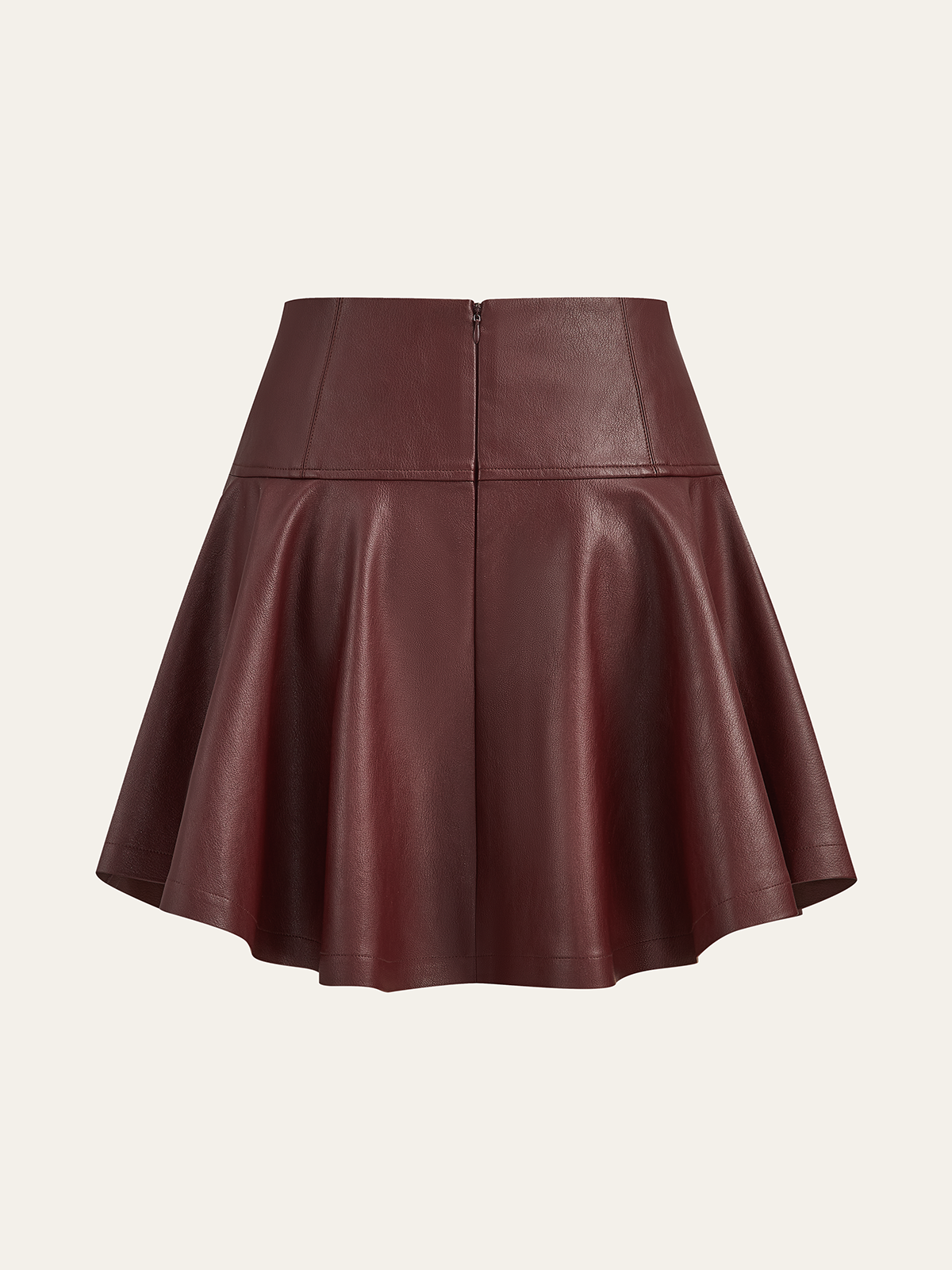 PU High-Waisted Flared Mini Skirt