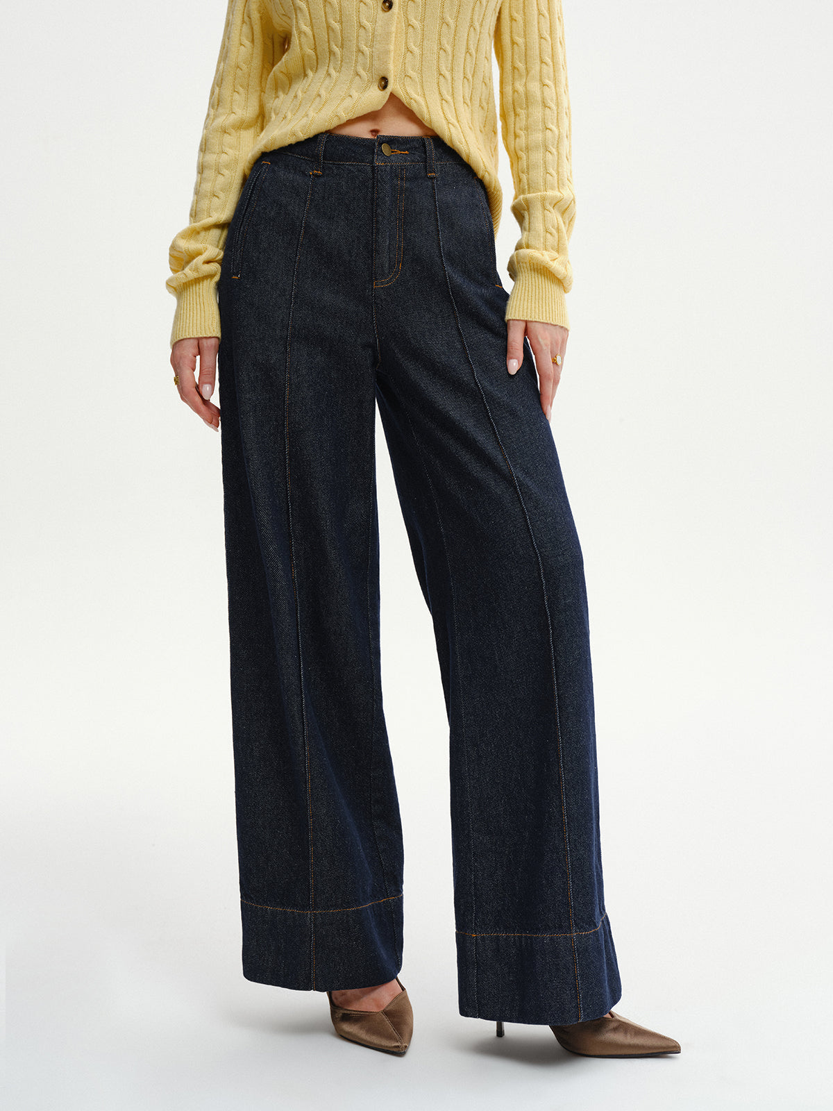 High-Waist Wide-Leg Denim Jeans