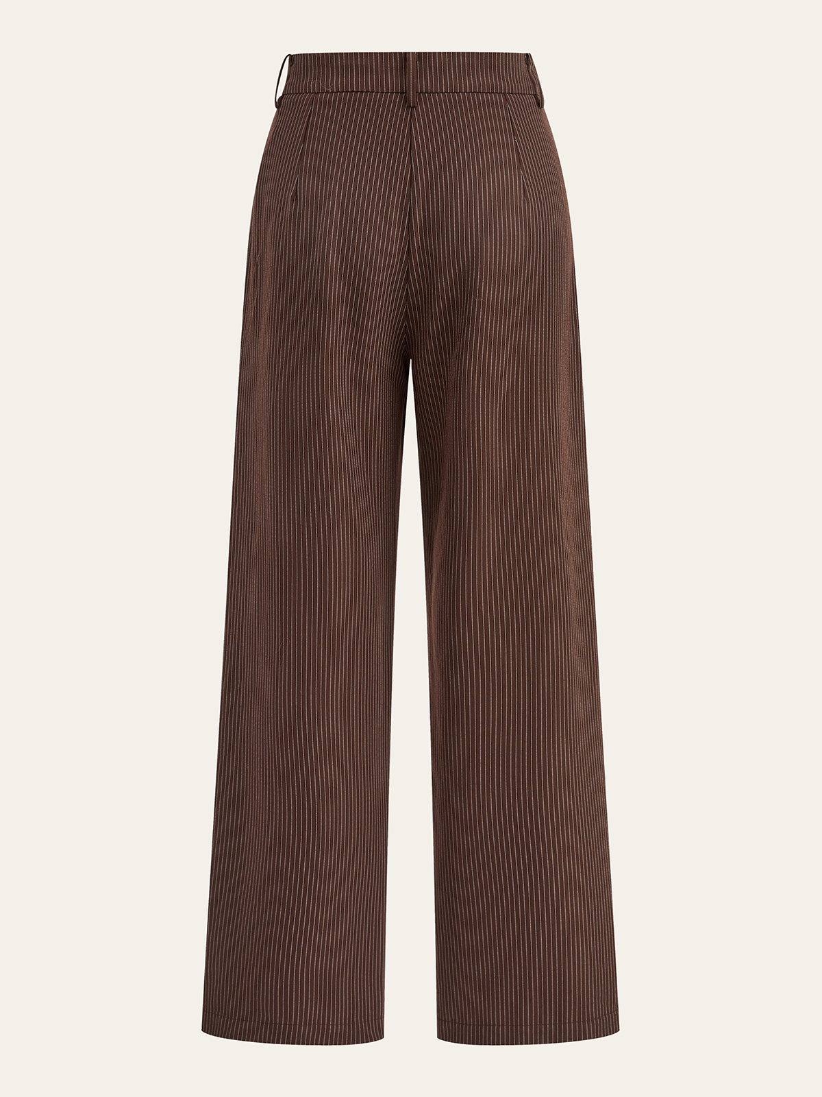 Mid-Waist Pinstriped Wide-Leg Pants