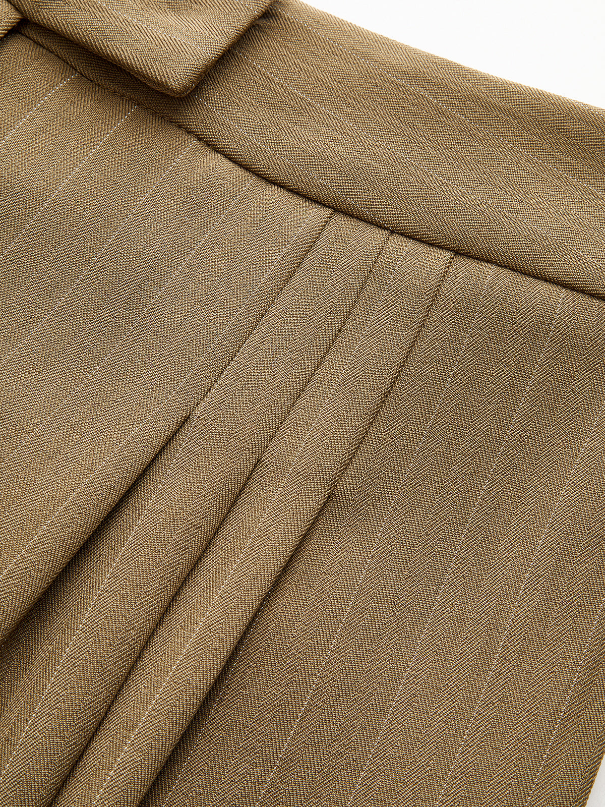 Pleated Pinstriped Wide-Leg Pants