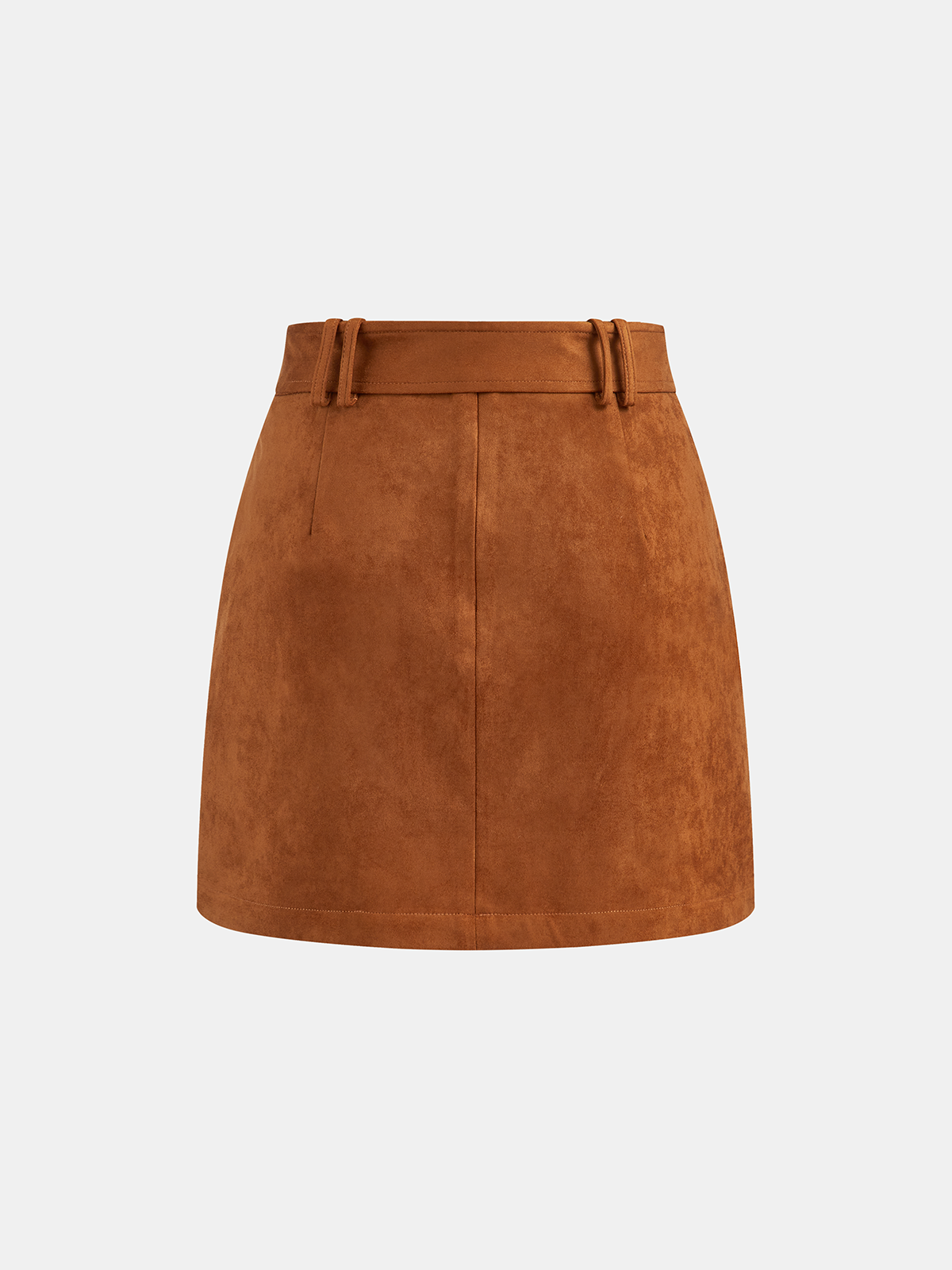 Suede Effect Belted Split Mini Skirt
