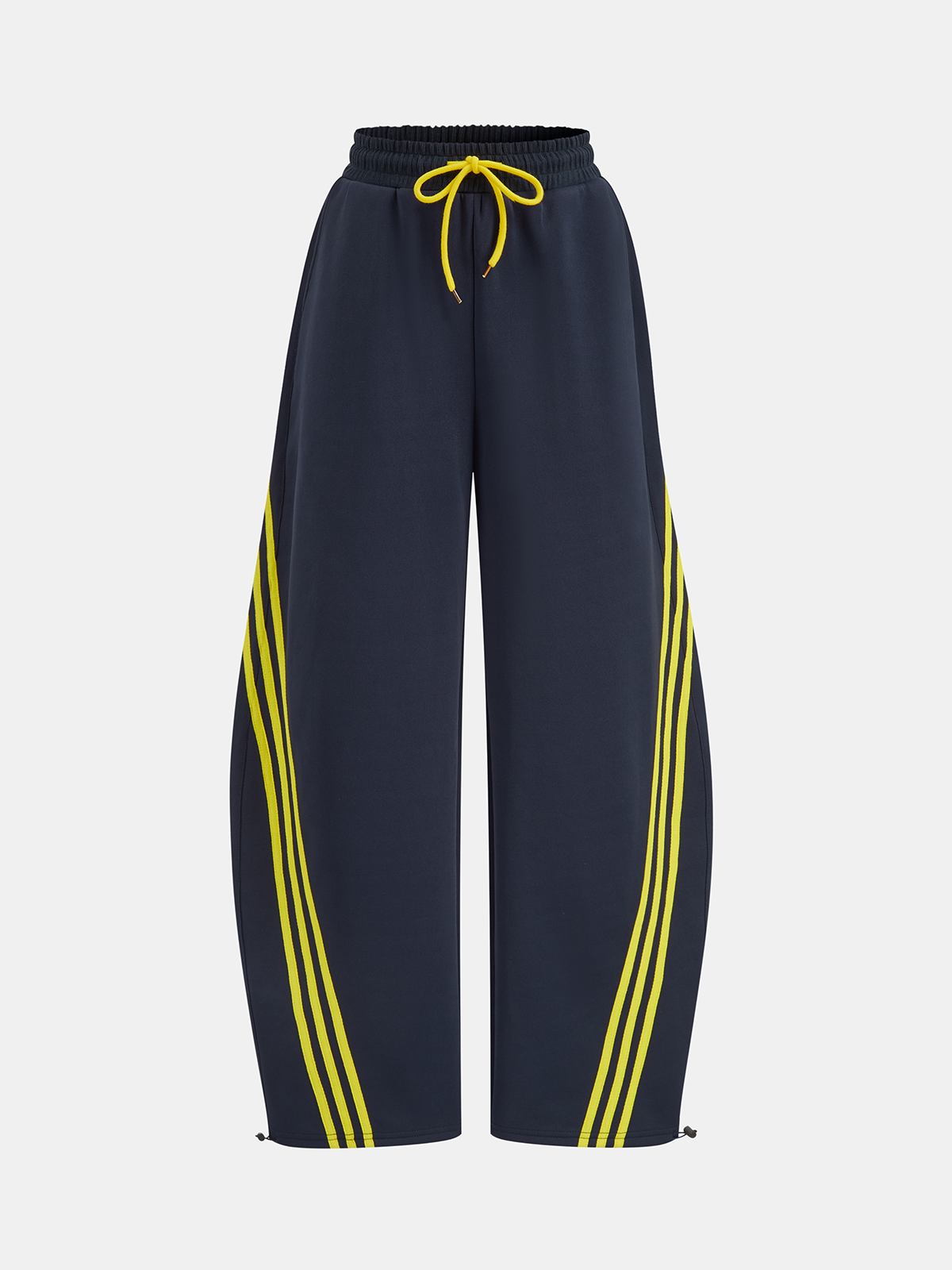 Striped Drawstring Curved-Leg Sweatpants