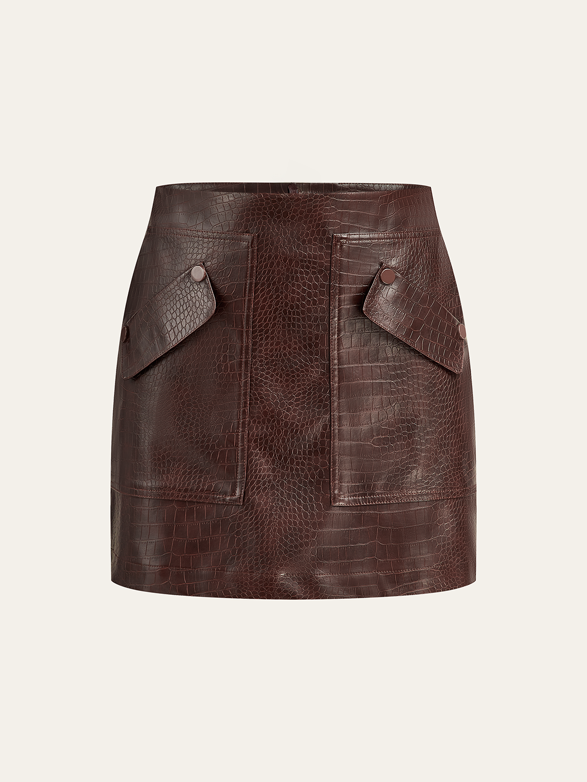 Faux Leather Crocodile-Embossed Mini Skirt