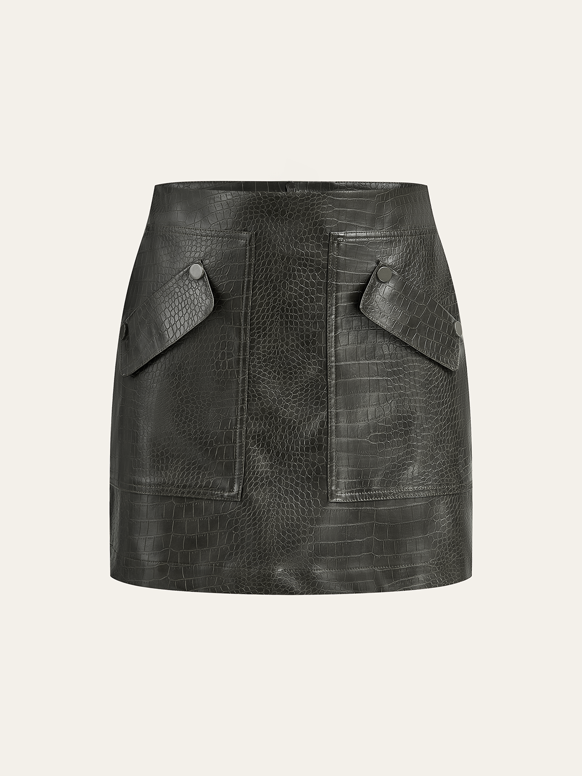 Faux Leather Crocodile-Embossed Mini Skirt
