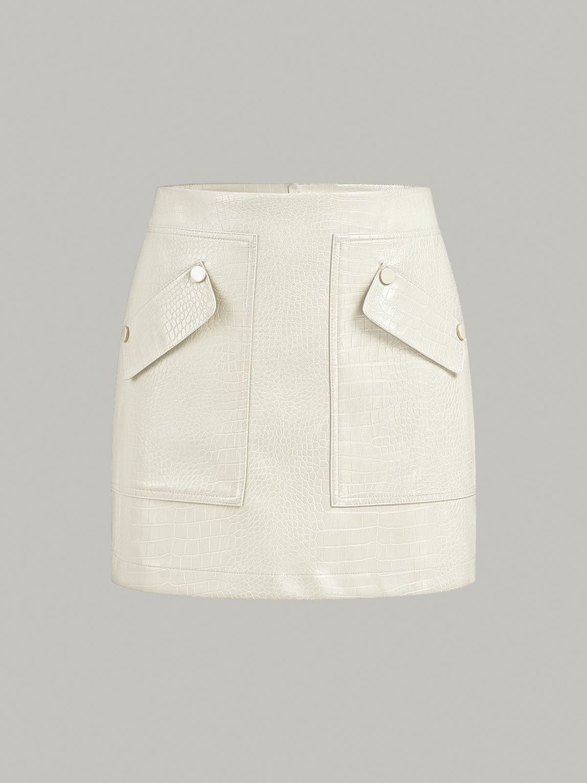 Faux Leather Crocodile-Embossed Mini Skirt