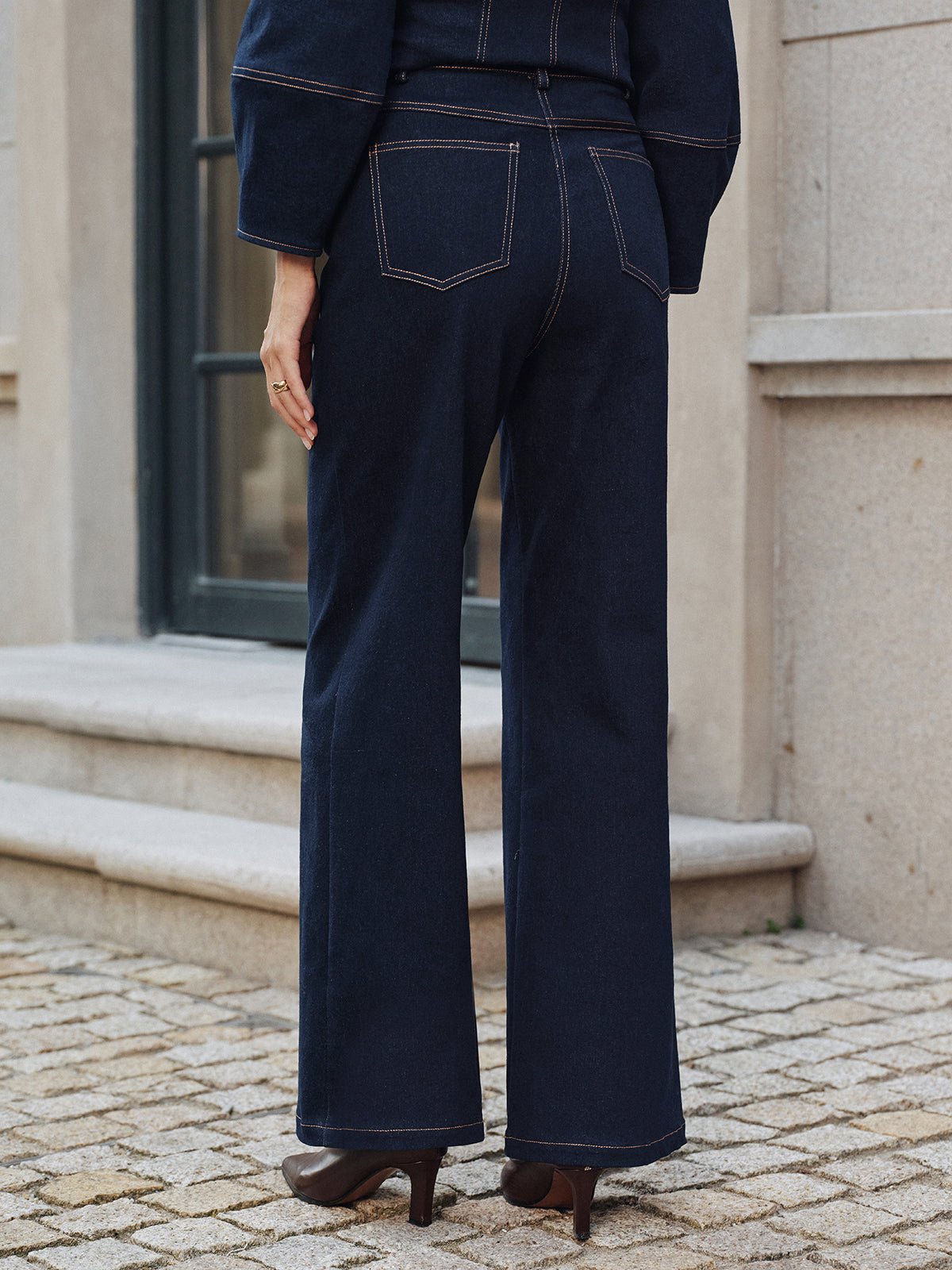 High-Waisted Straight-Leg Jeans