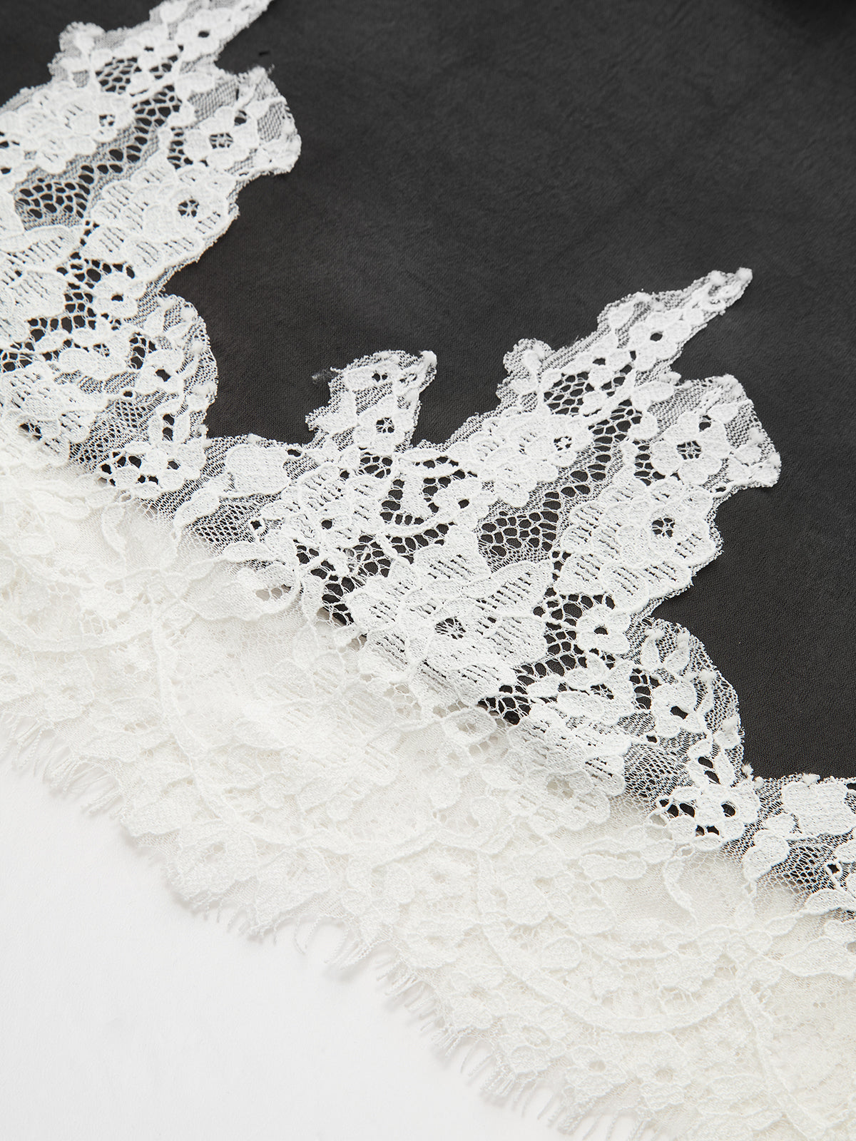 Lace Trim Satin Maxi Skirt