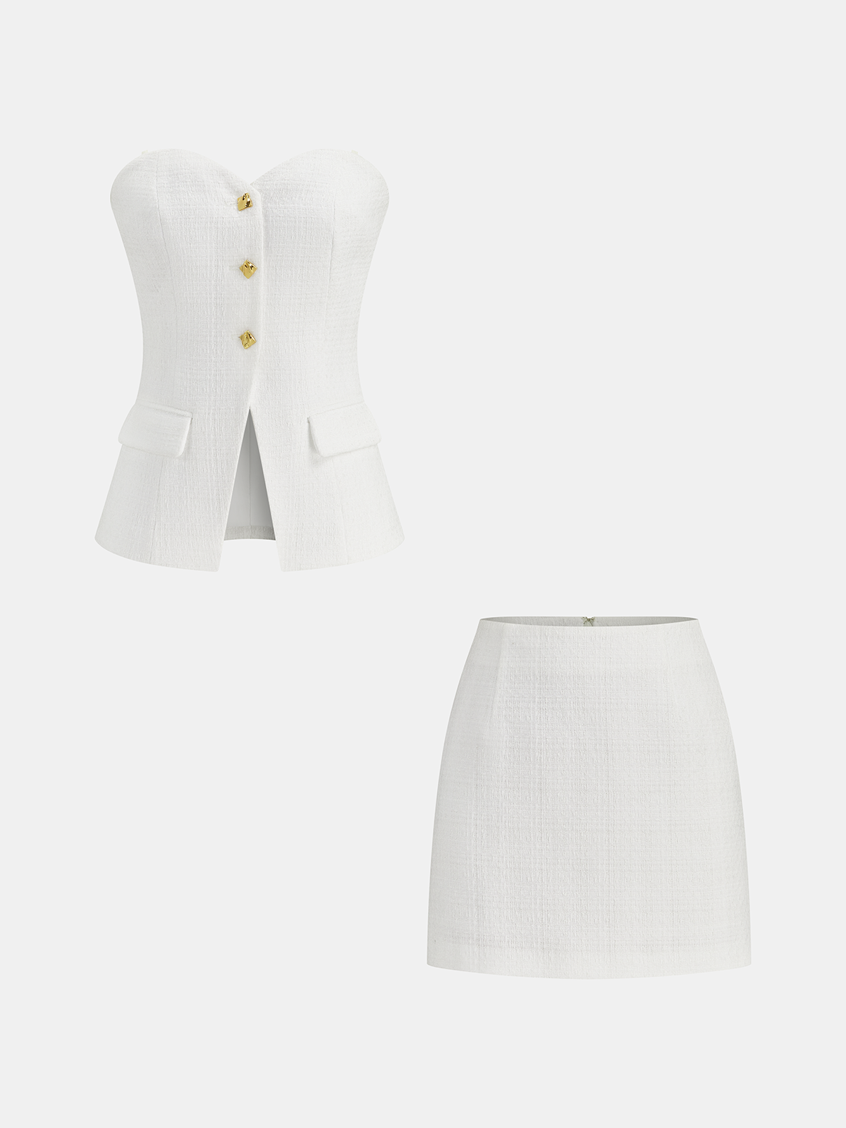 Tweed Strapless Top and Mini Skirt Set