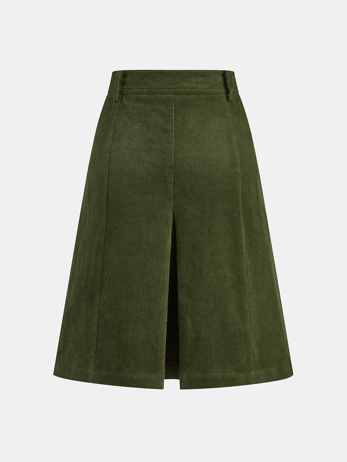 Pleated Corduroy Midi Skirt