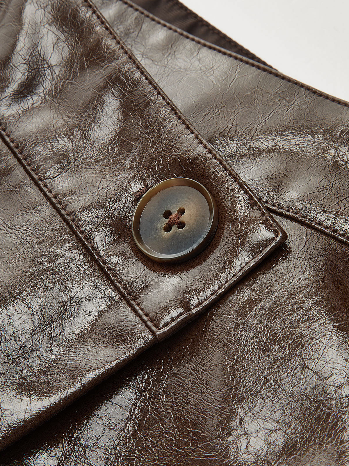 Vintage Asymmetrical Layered Faux Leahter Skorts