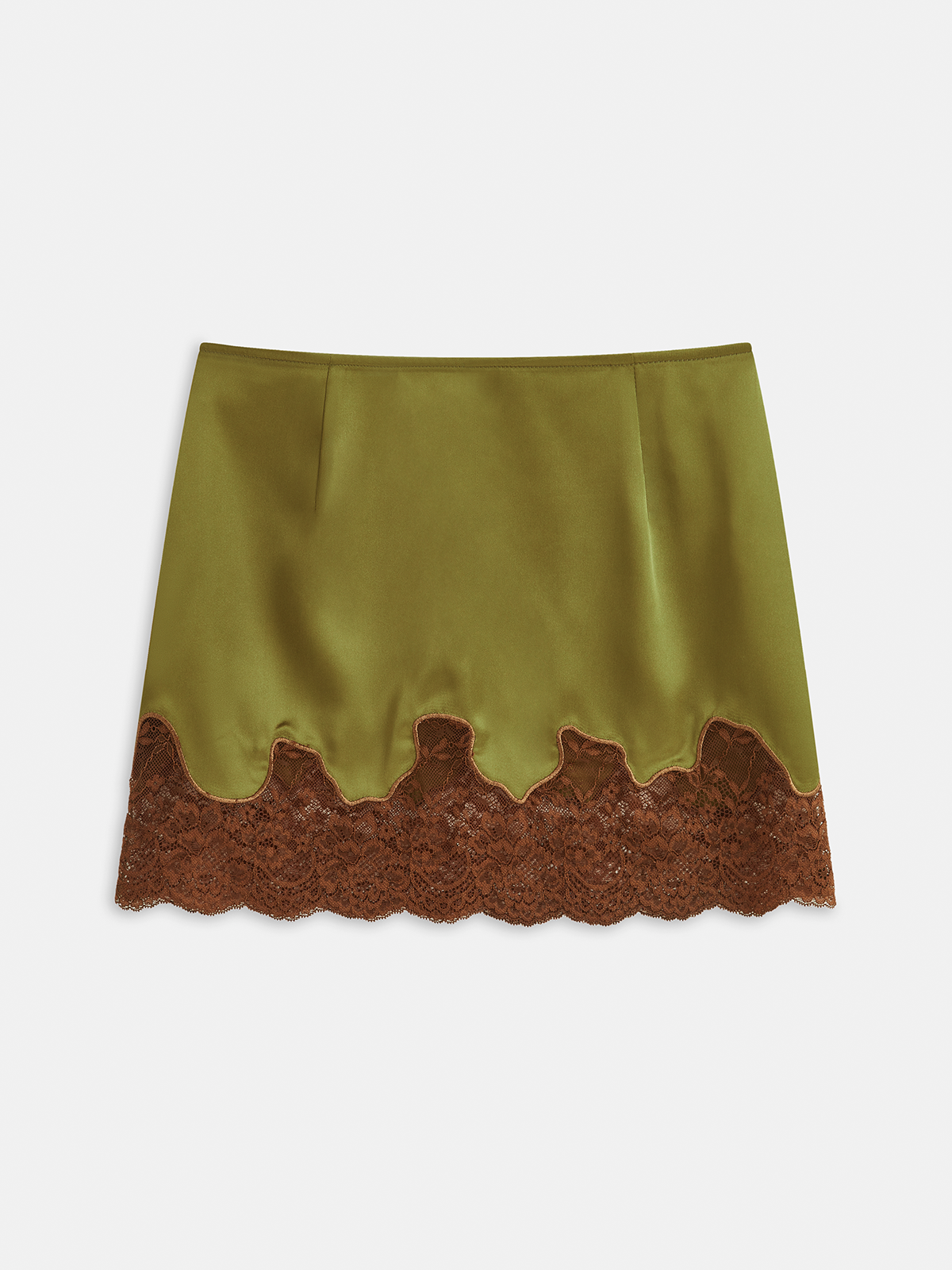 Lace Panel Satin Mini Skirt