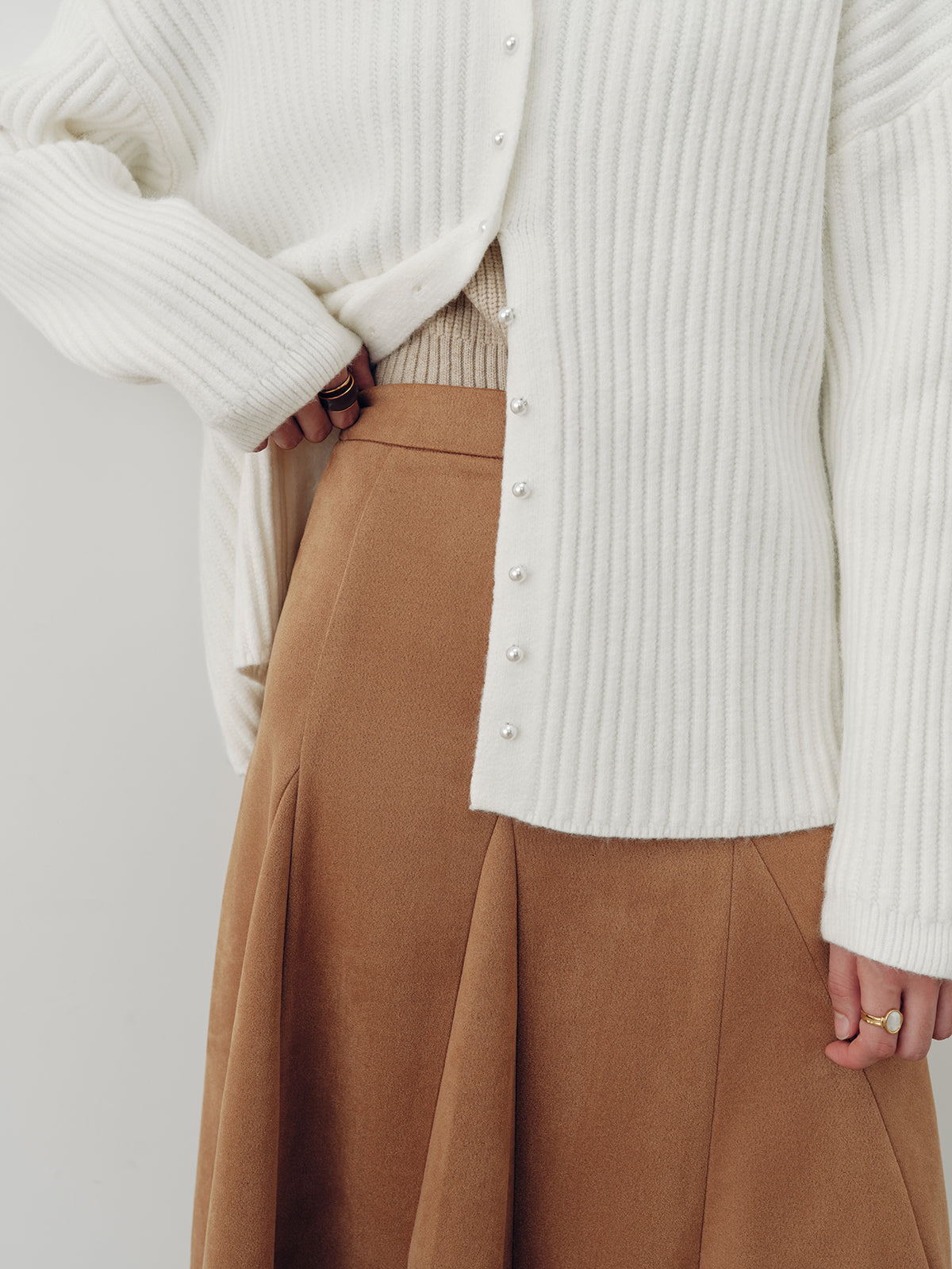 Suede Effect A-Line Maxi Skirt