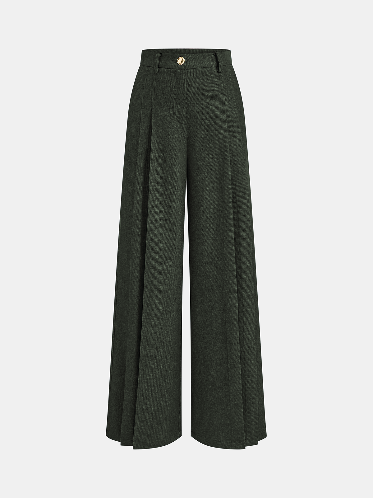 Mid-Waisted Pleated Wide-Leg Pants