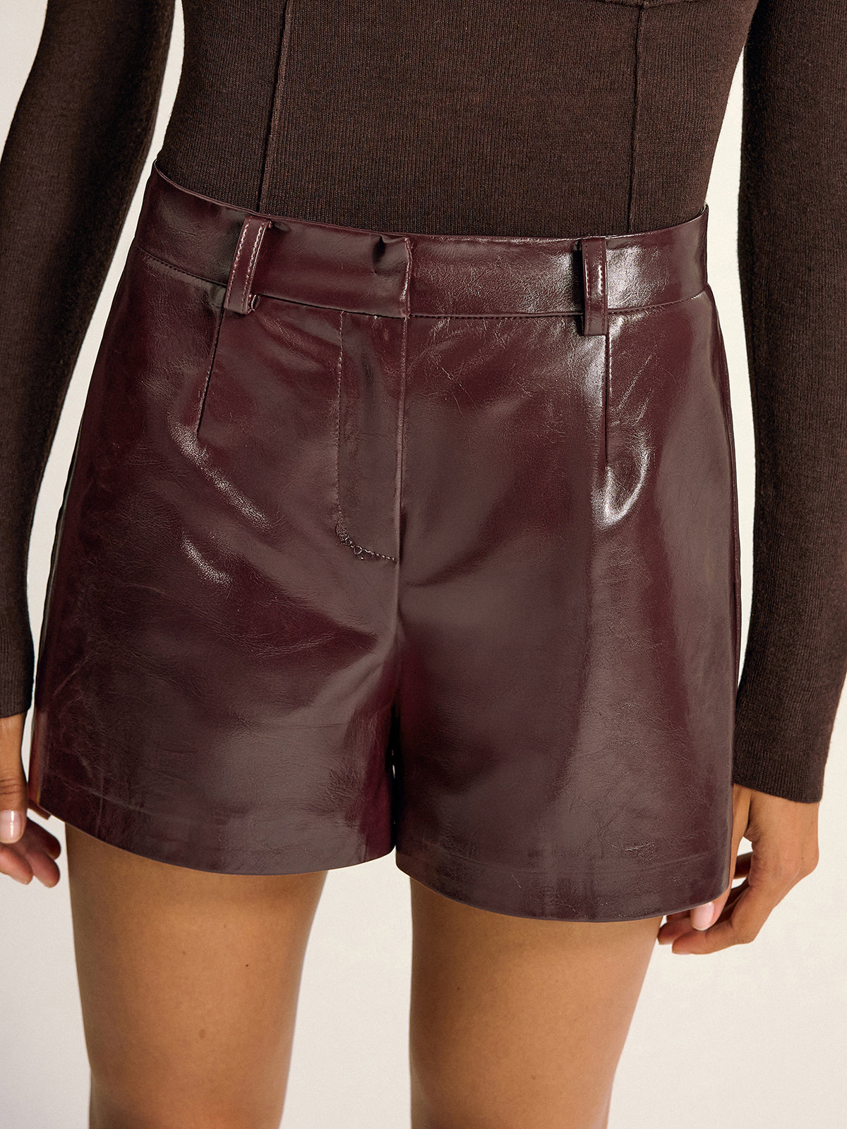 PU Leather Shorts without Belt