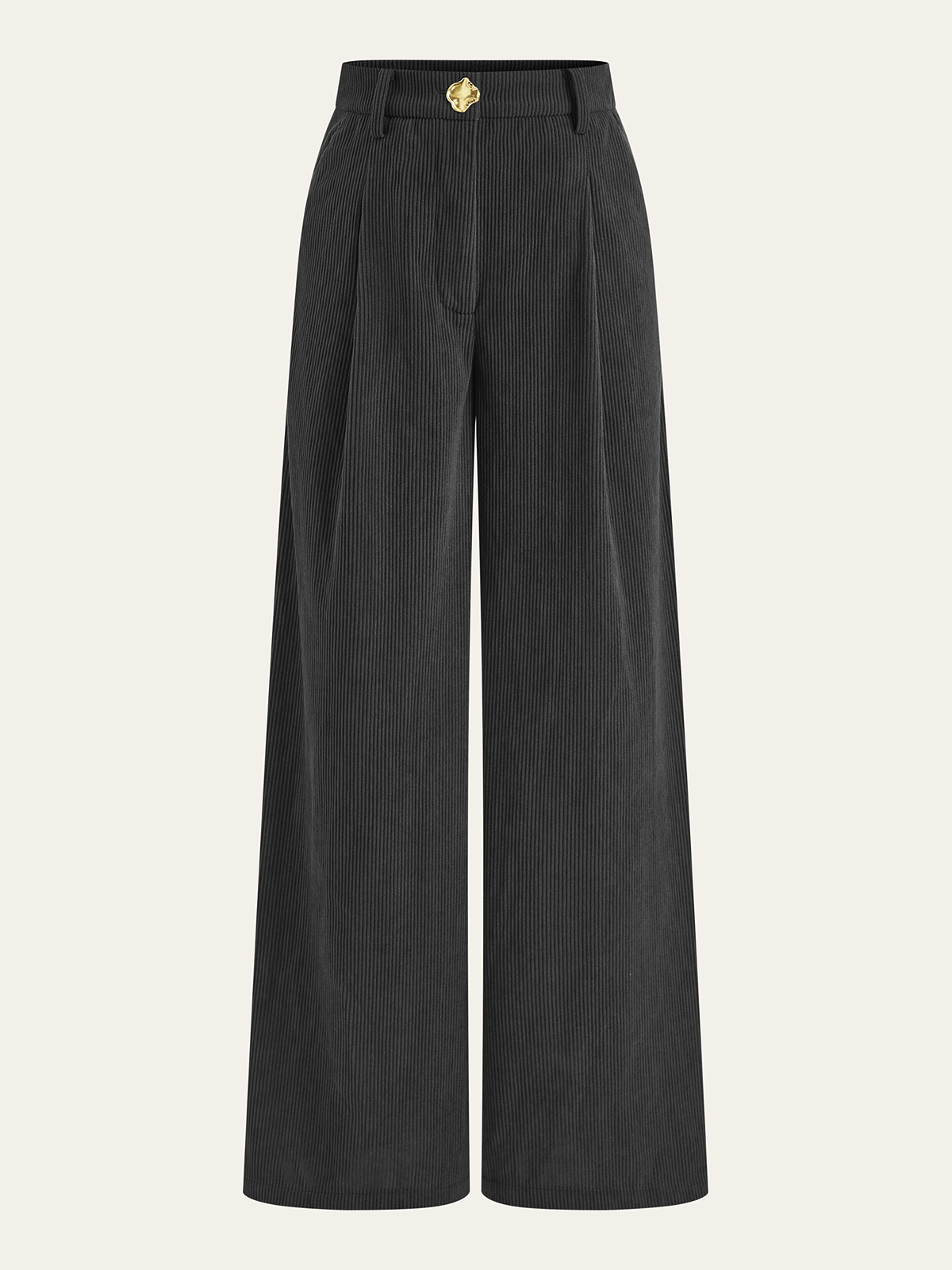 Corduroy Wide-Leg Pleated Pants