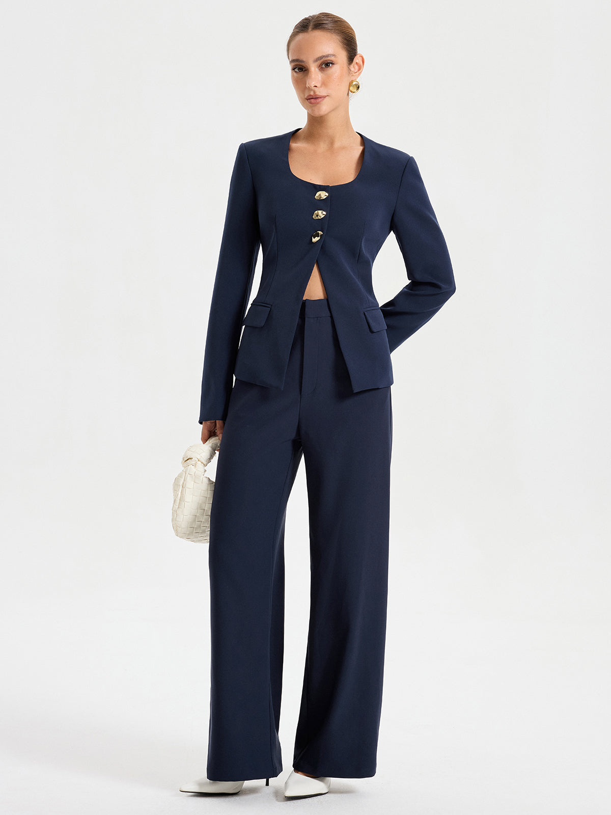 High-Waist Straight-Leg Pants