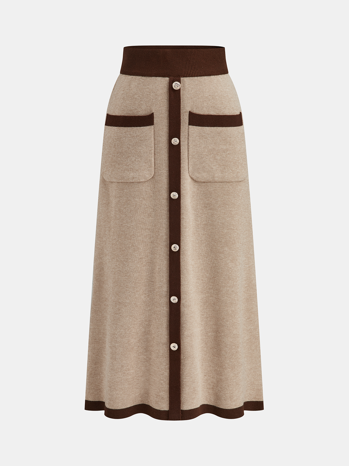 Contrast Trim Knit Top and Midi Skirt Set