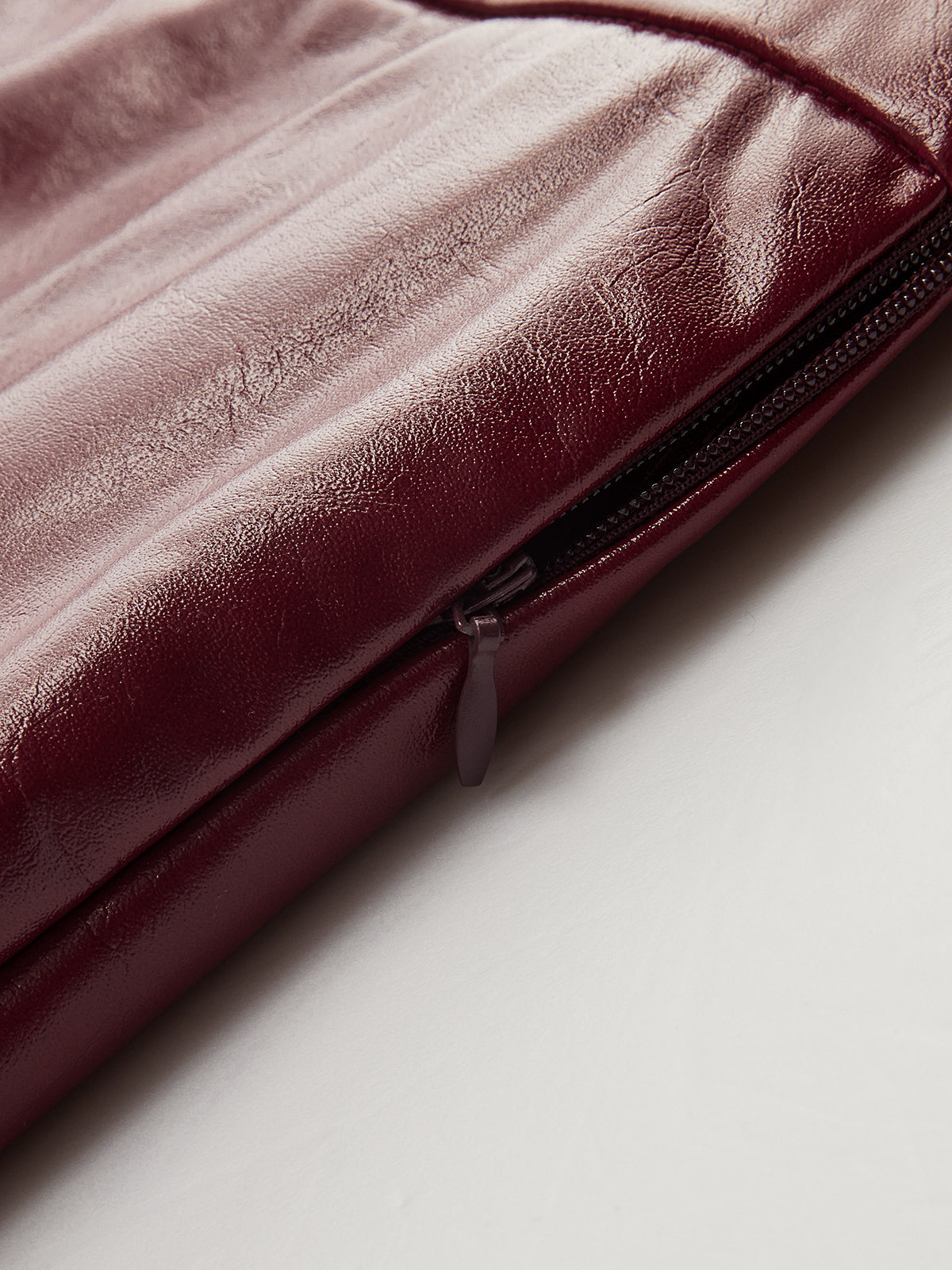 Faux Leather Panel Asymmetric Plaid Midi Skirt