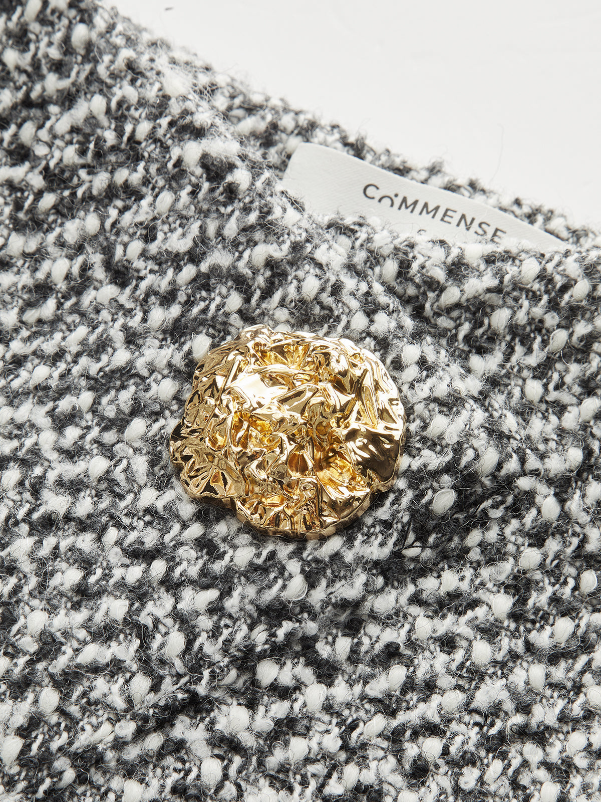 Metal Detail Tweed High-Waist Shorts