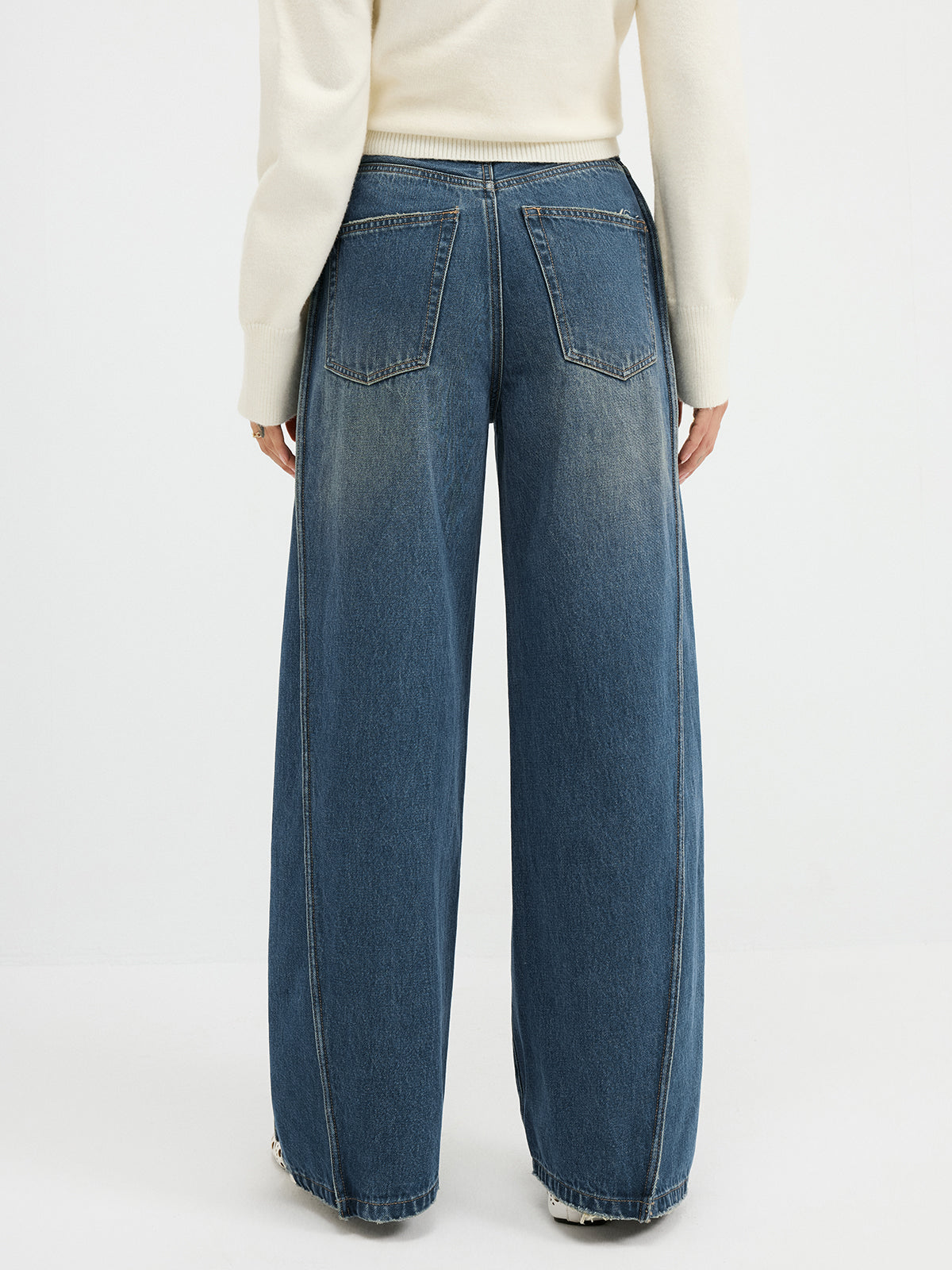 Side Panel Detail Mid-Waist Jeans