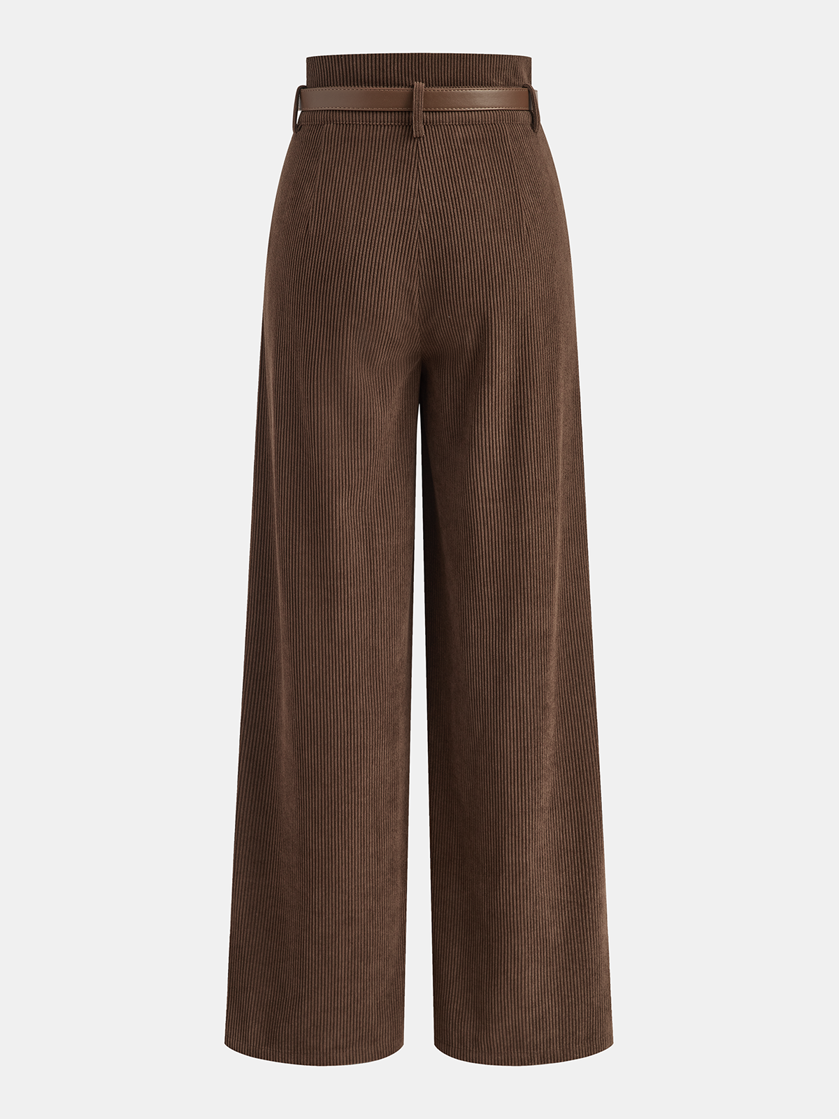 Belted Corduroy High-Waist Pants