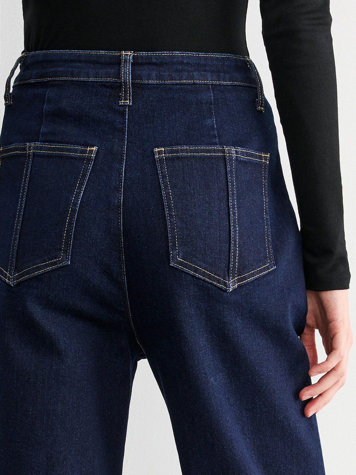 Button Placket High-Waist Straight-Leg Jeans