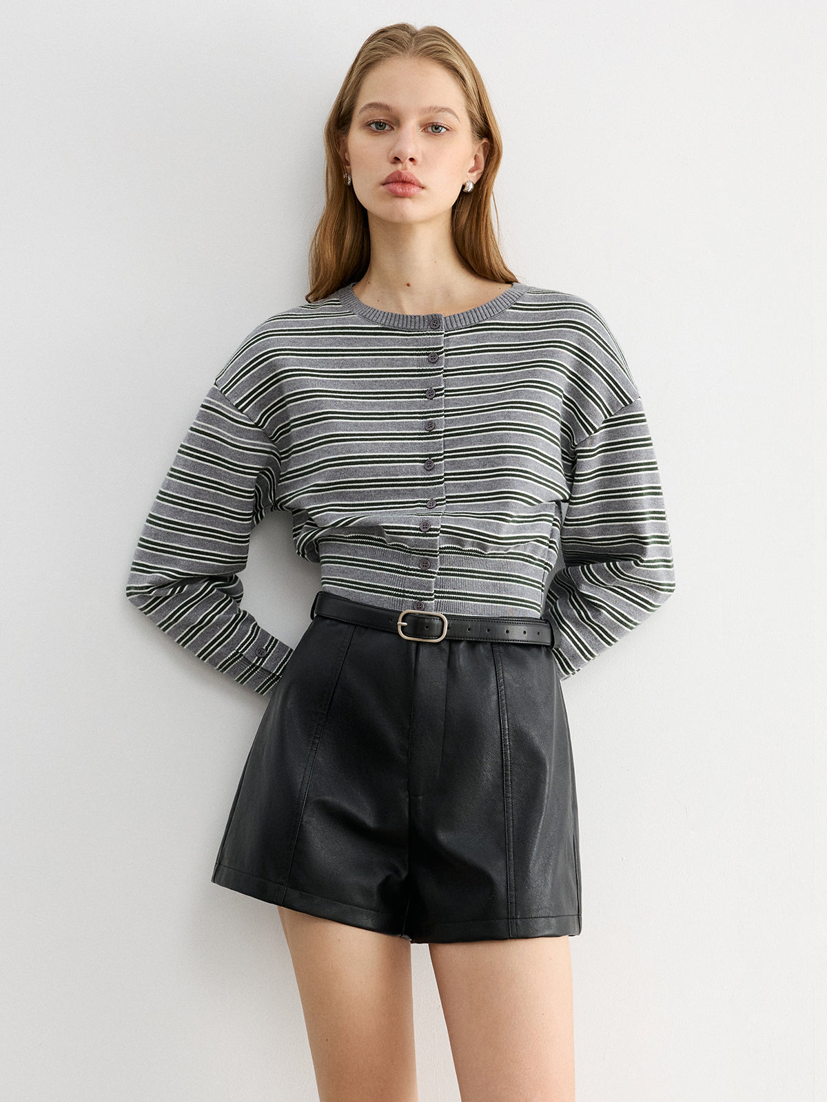 Faux Leather Belted Shorts